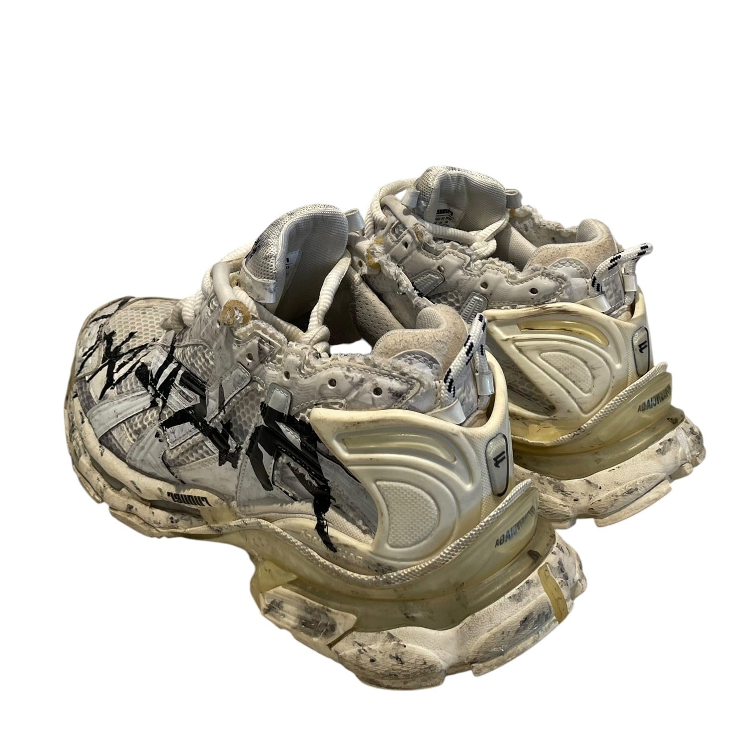 BALENCIAGA/Low-Sneakers/US 11/All Over Print/Leather/WHT/Graffiti Distressed view 2
