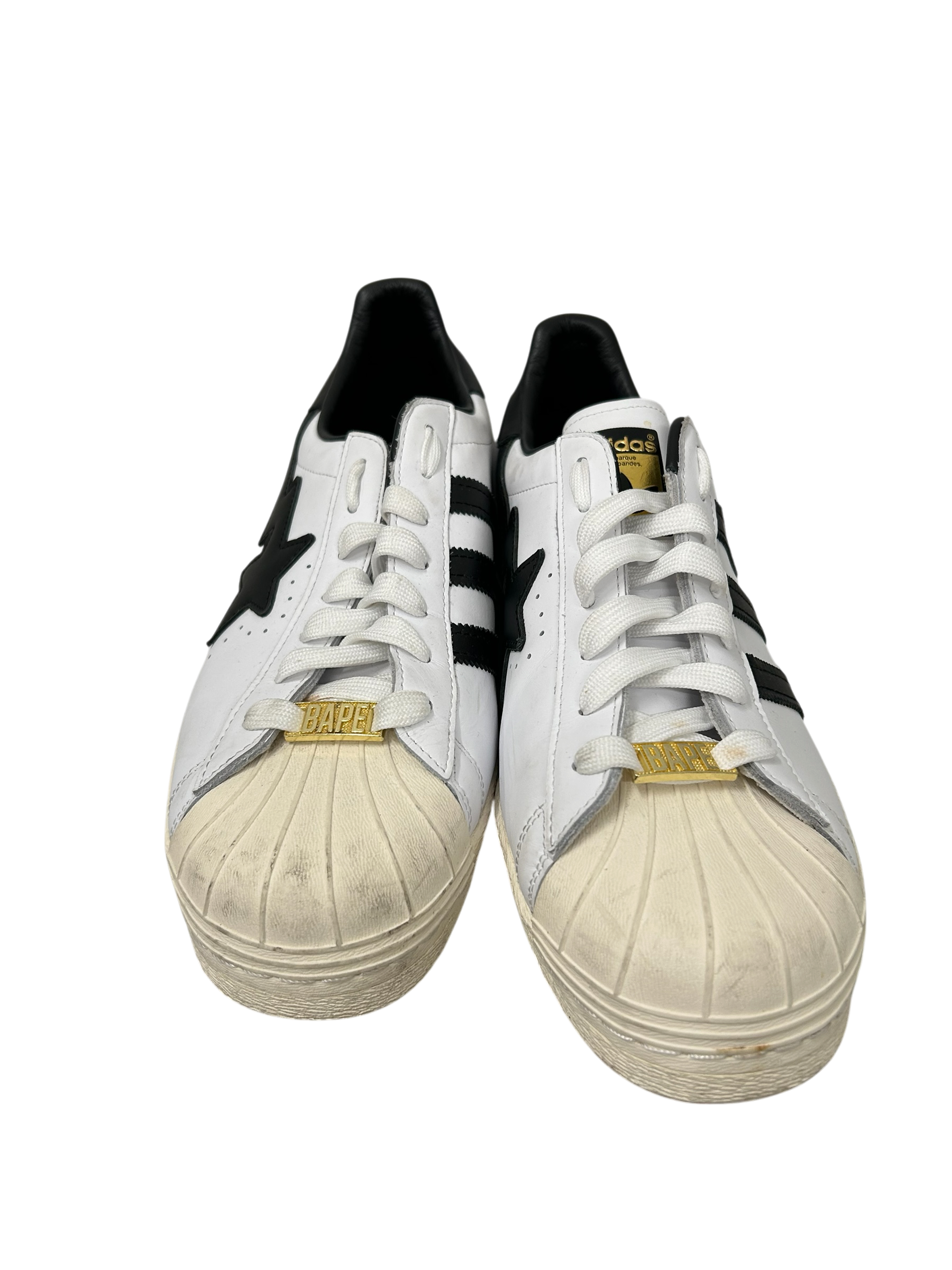 A BATHING APE/adidas/Low-Sneakers/US 12/Leather/WHT/SUPERSTAR view 3