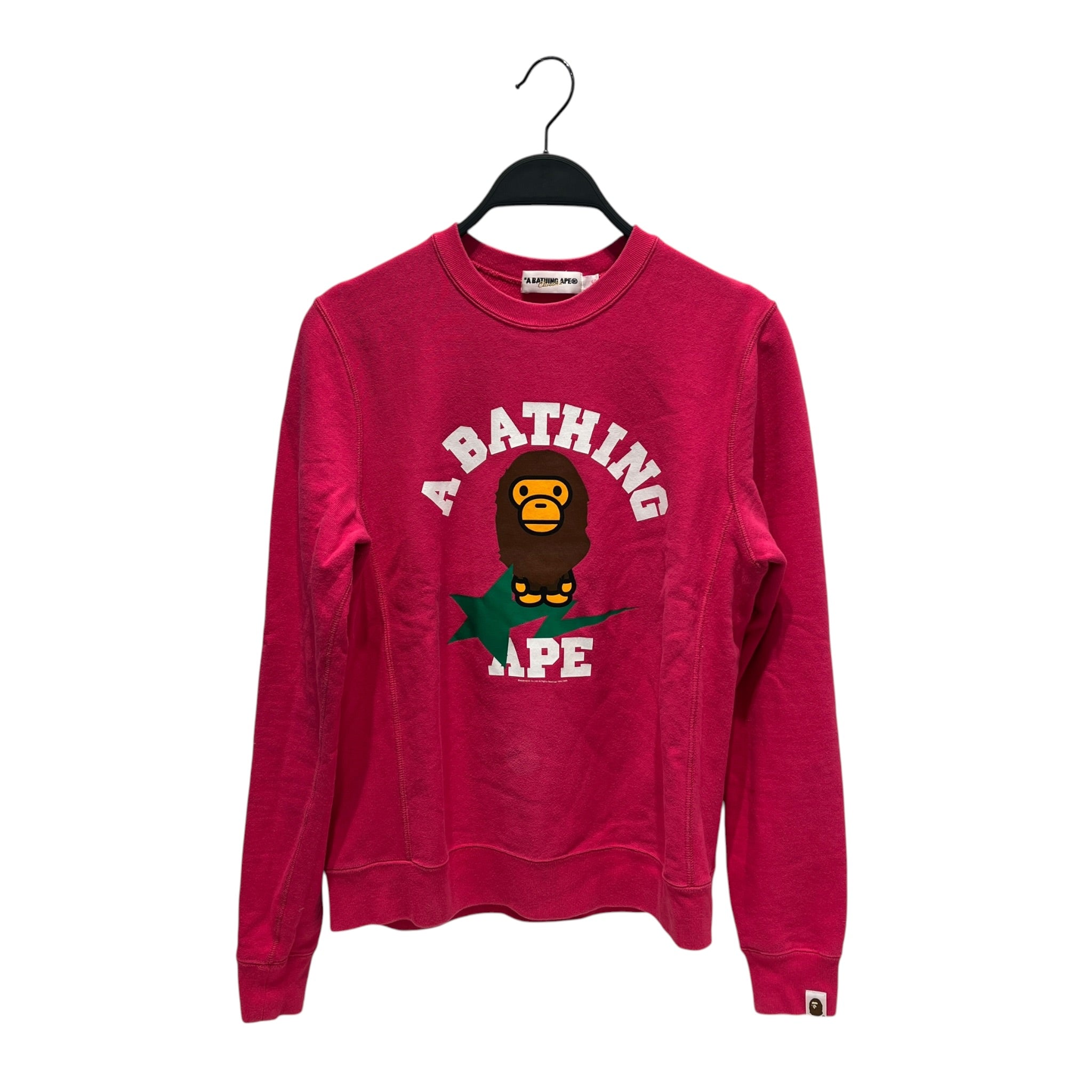 A BATHING APE/Sweatshirt/S/Graphic/Cotton/PNK/APE STANDING ON GRN STAR view 1