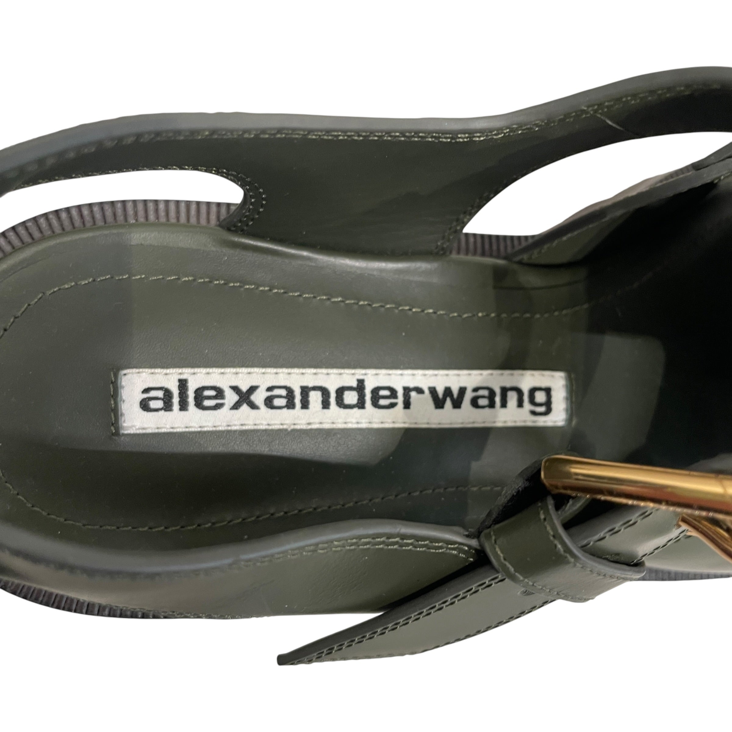 Alexander Wang/Sandals/EU 38/Leather/GRN/GOLD HARDWARE STRAP CLOSE TOE view 4