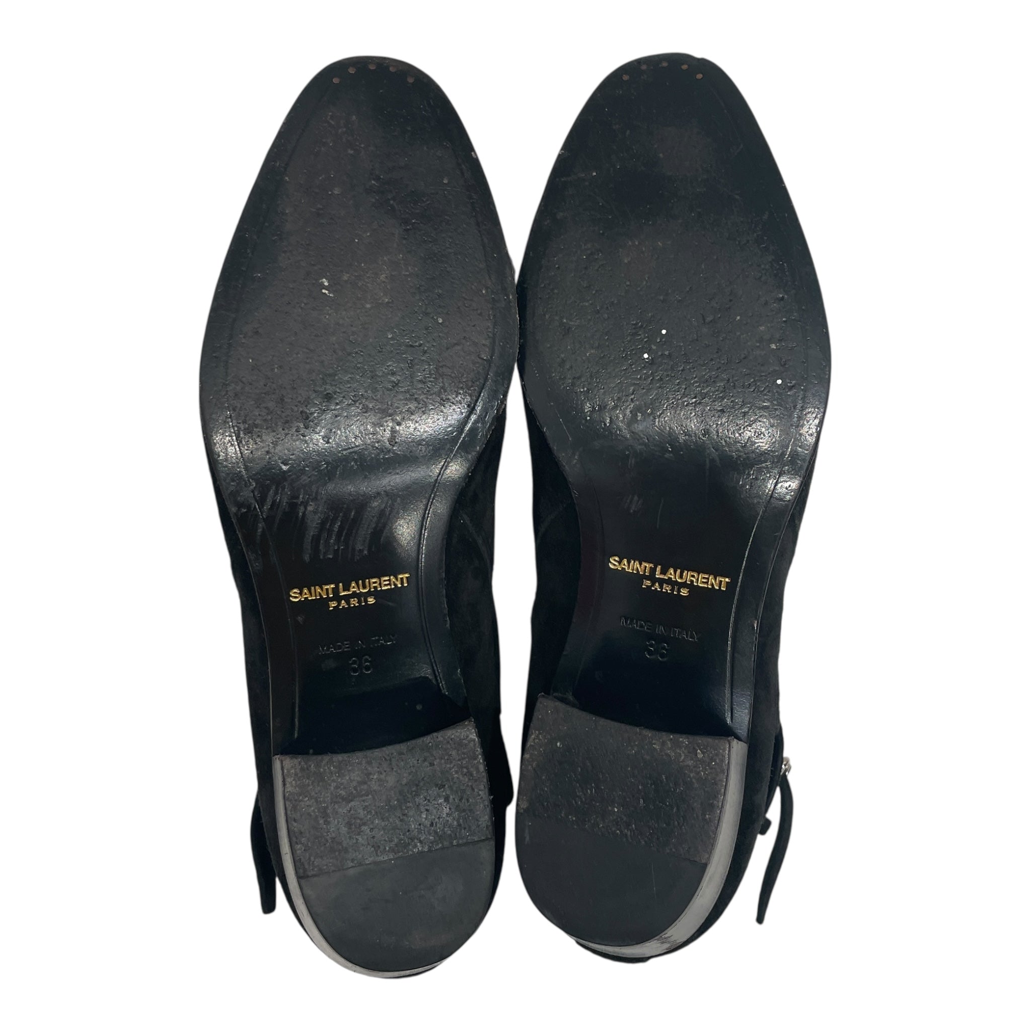 SAINT LAURENT/Ankle Boots/EU 36/Suede/BLK/SINGLE BUCKLE HEEL BOOT view 3