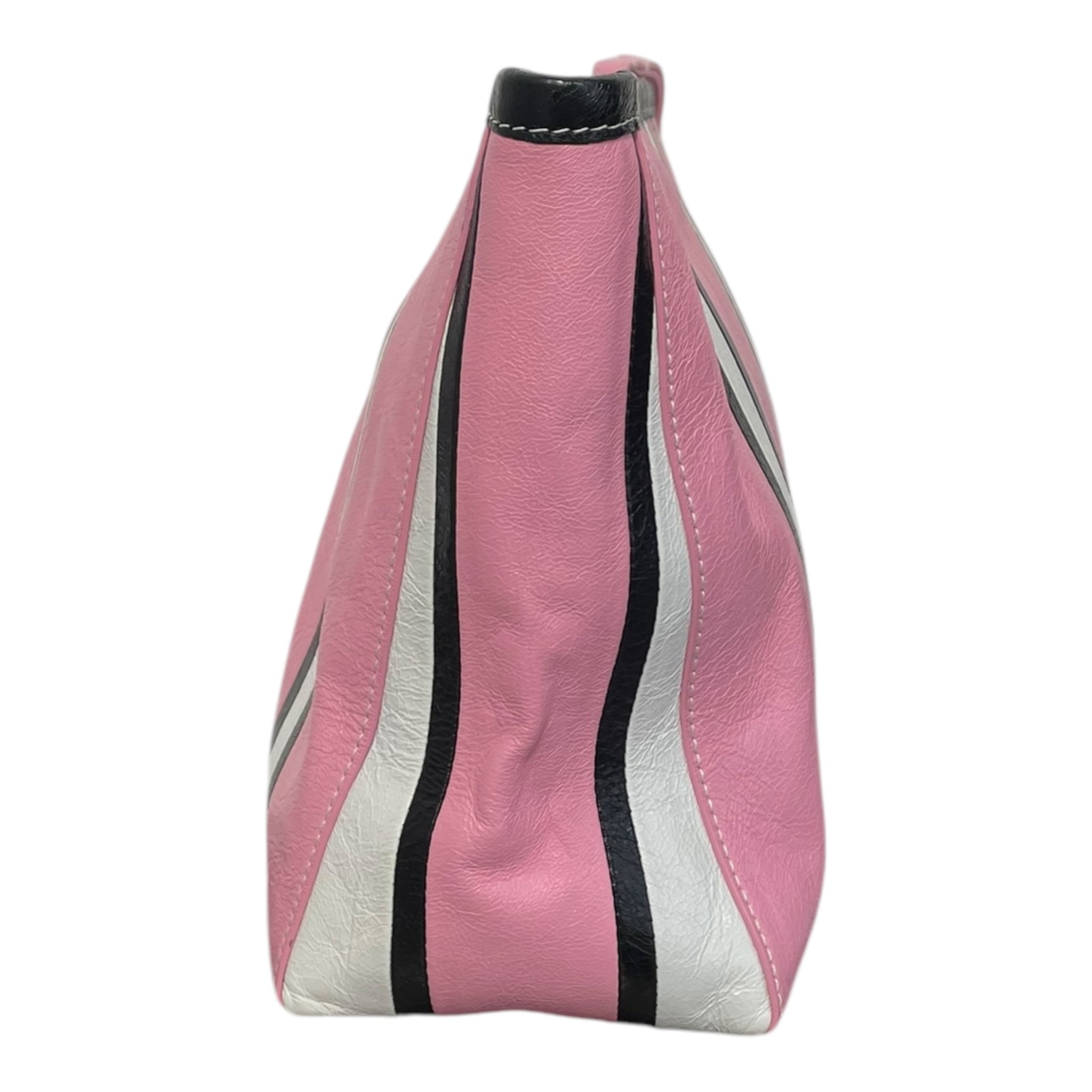 BALENCIAGA/Bag/OS/Stripe/Leather/PNK/Pink Blk Wht Stripe Bag view 3