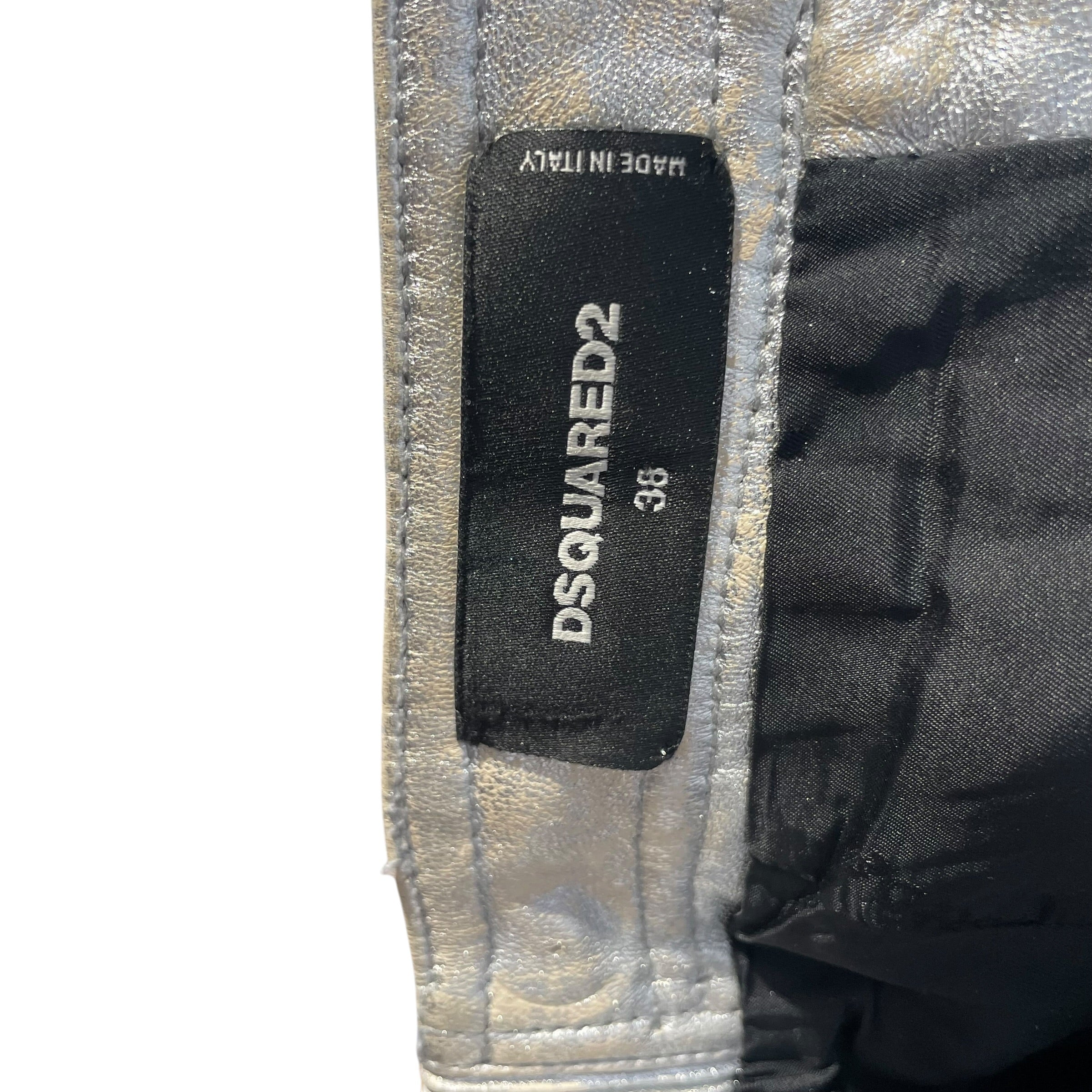 DSQUARED2/Skirt/38/Leather/SLV/asymmetrical zipper view 5