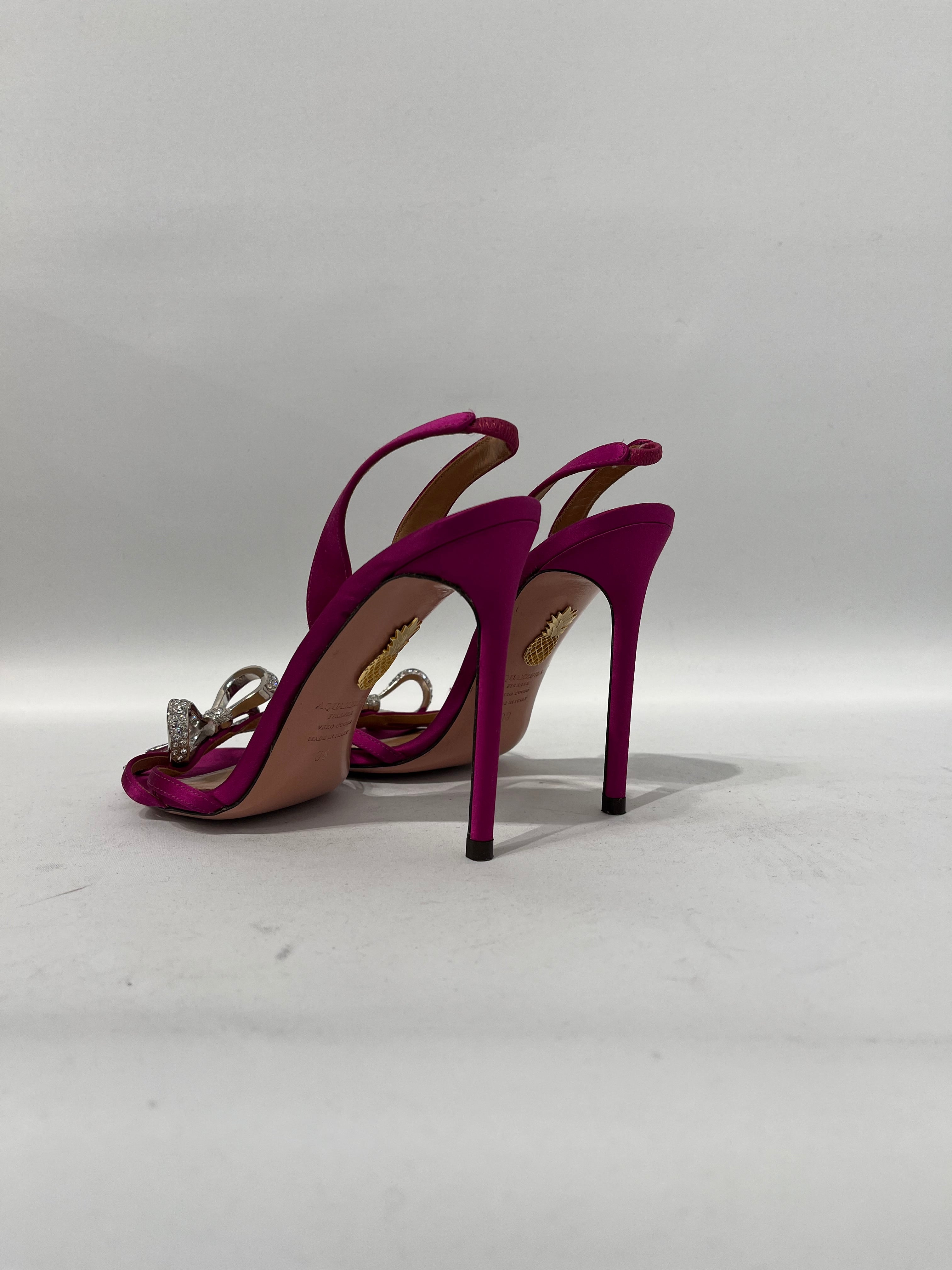 AQUAZZURA/Heels/EU 38/Silk/PNK/CRYSTAL BOW HEELS view 2