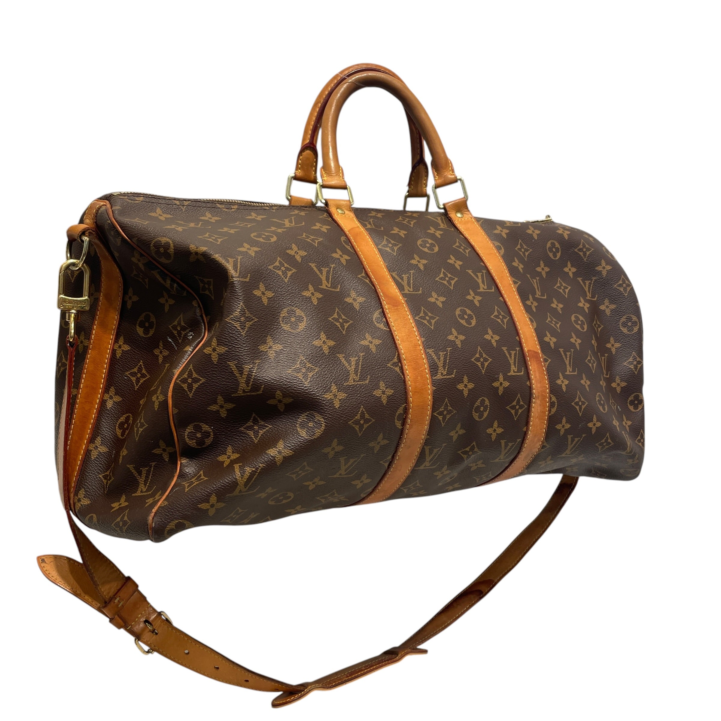 LOUIS VUITTON/Luggage/Monogram/Leather/BRW/Keepall view 3