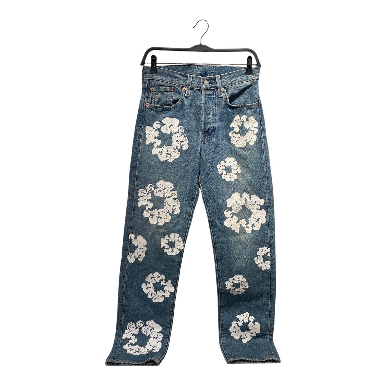 DENIM TEARS/Straight Pants/27/Denim/BLU/All Over Print/floral print wreaths view 1