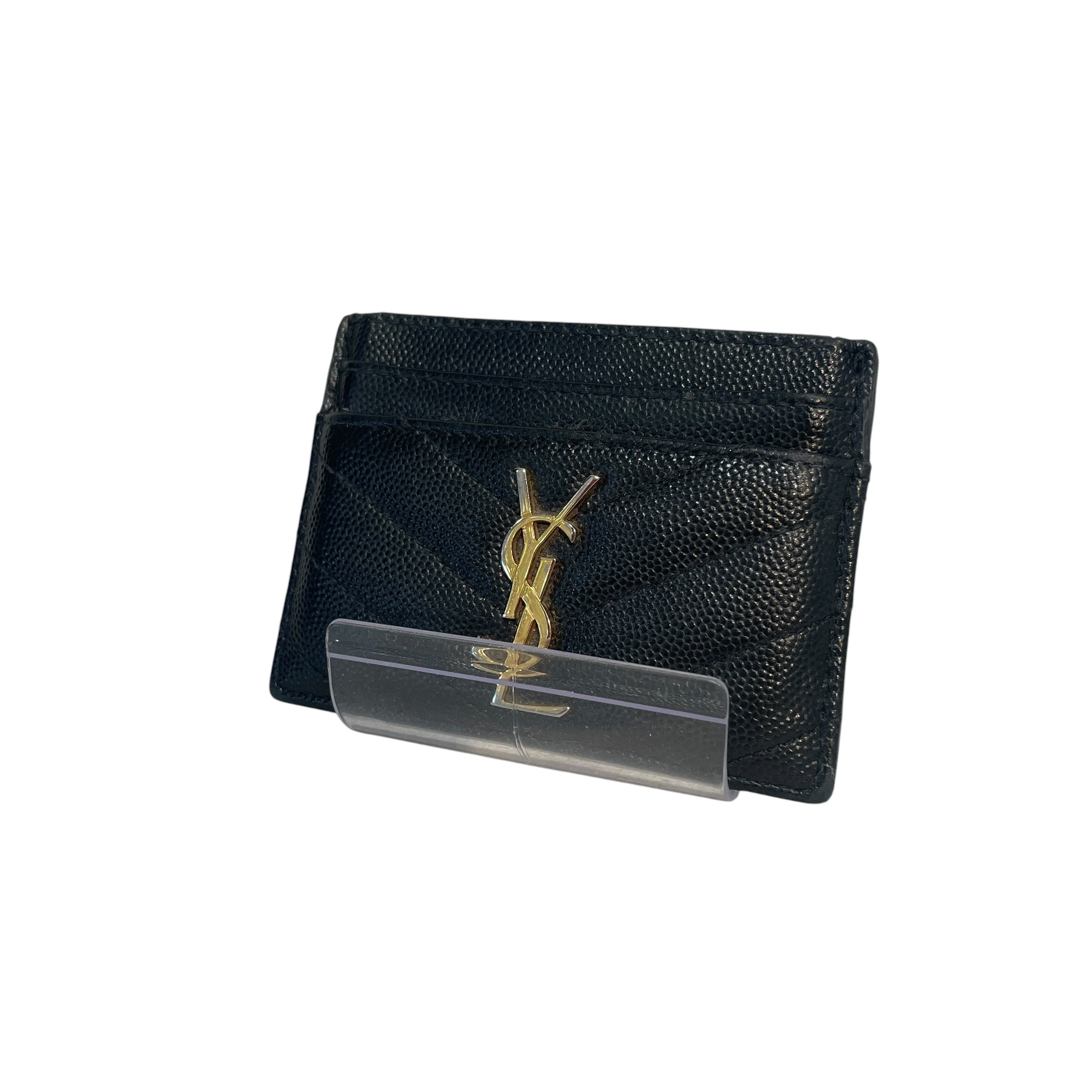 YVES SAINT LAURENT/Wallet/Leather/BLK/M's/YSL logo Card Holder view 1