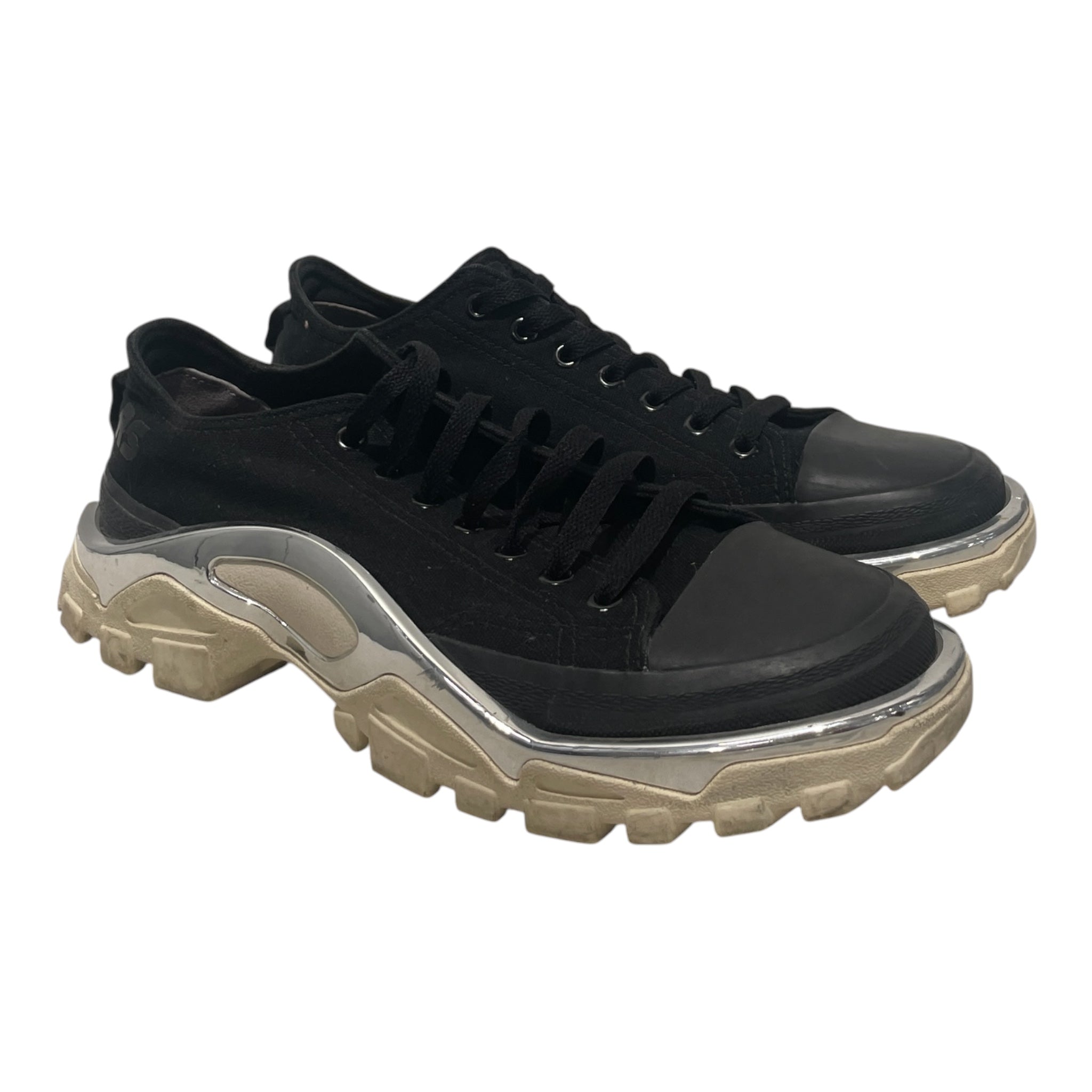 adidas/RAF SIMONS/Low-Sneakers/US 8.5/Cotton/BLK/detroit runners view 1