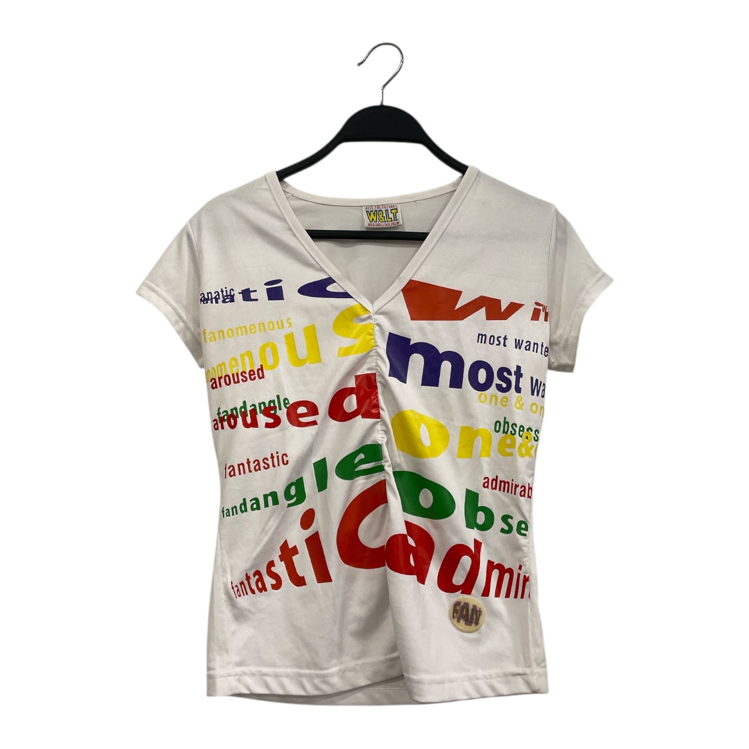 Walter Van Beirendonck/3|4 T-Shirt/XS/Cotton/WHT/MULTI-COLORED PRINT WORDS view 1