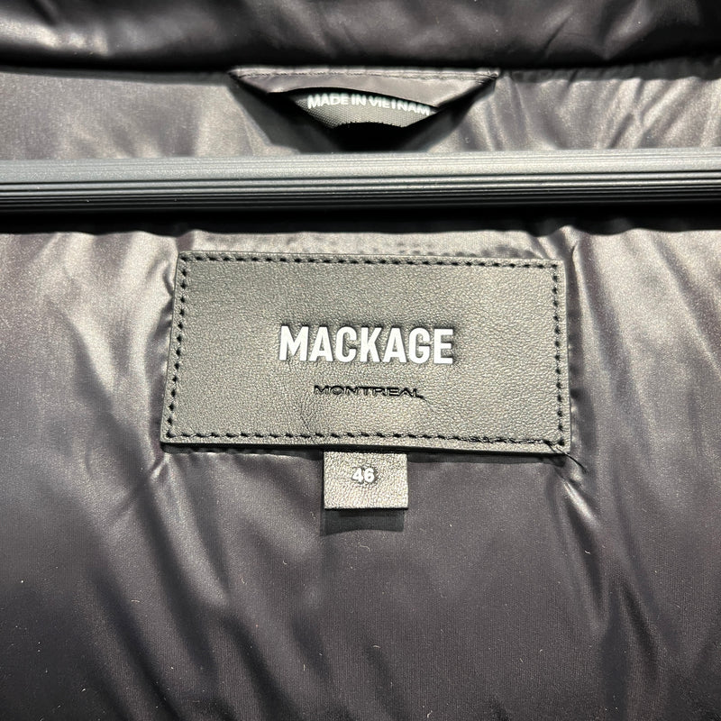 MACKAGE/Puffer Jkt/46/Nylon/BLK/Single Breasted/Fox Fur Neck
