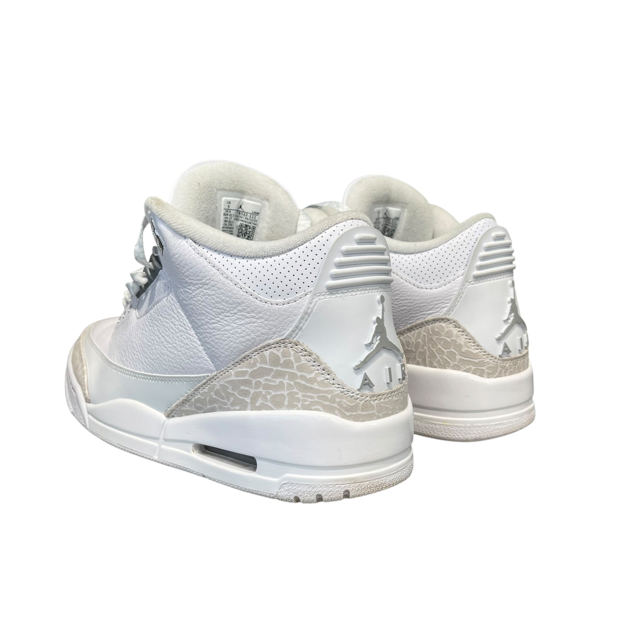 NIKE/Hi-Sneakers/US 9/Leather/WHT/retro 3 pure money view 3