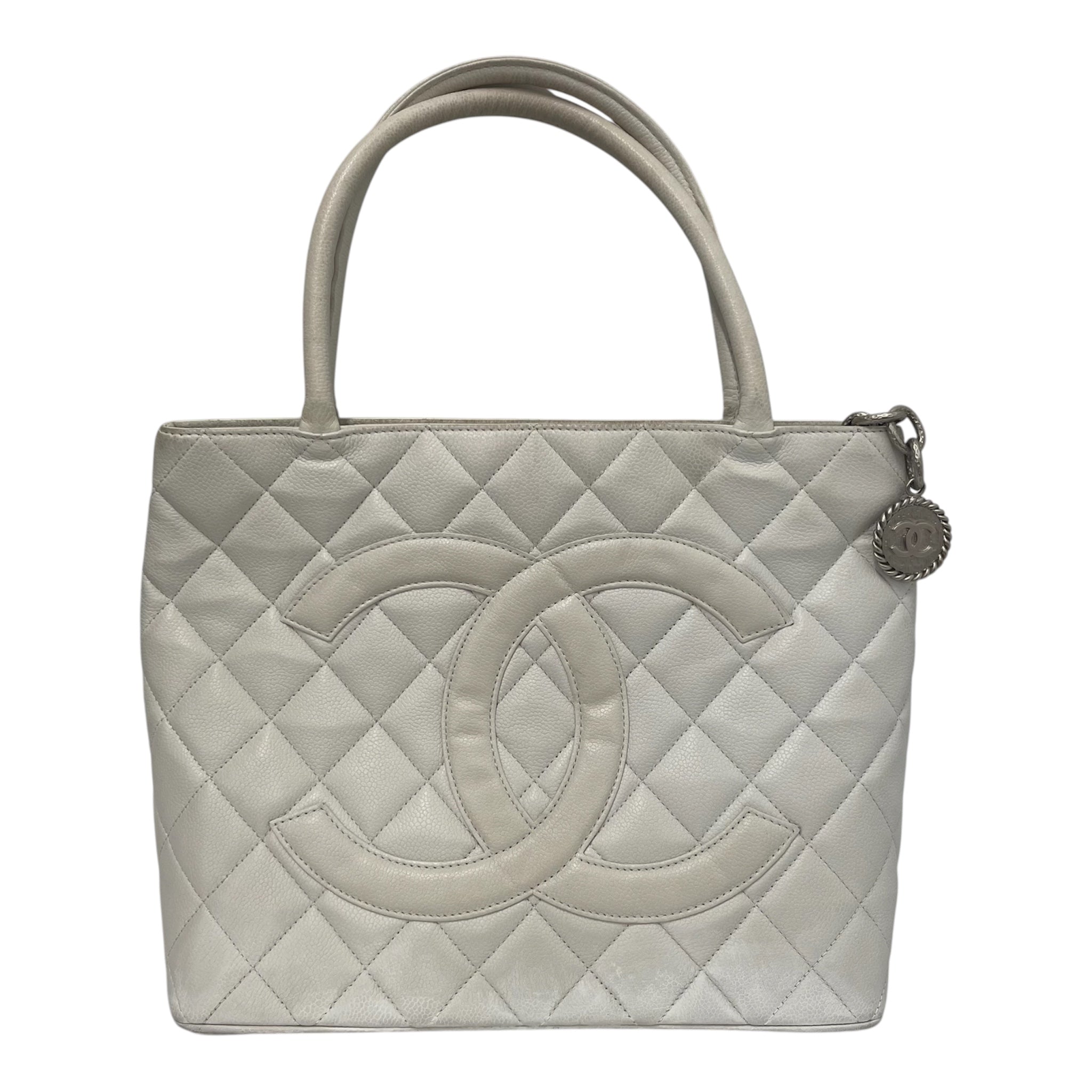 CHANEL/Tote Bag/Leather/WHT/MEDALLION view 1