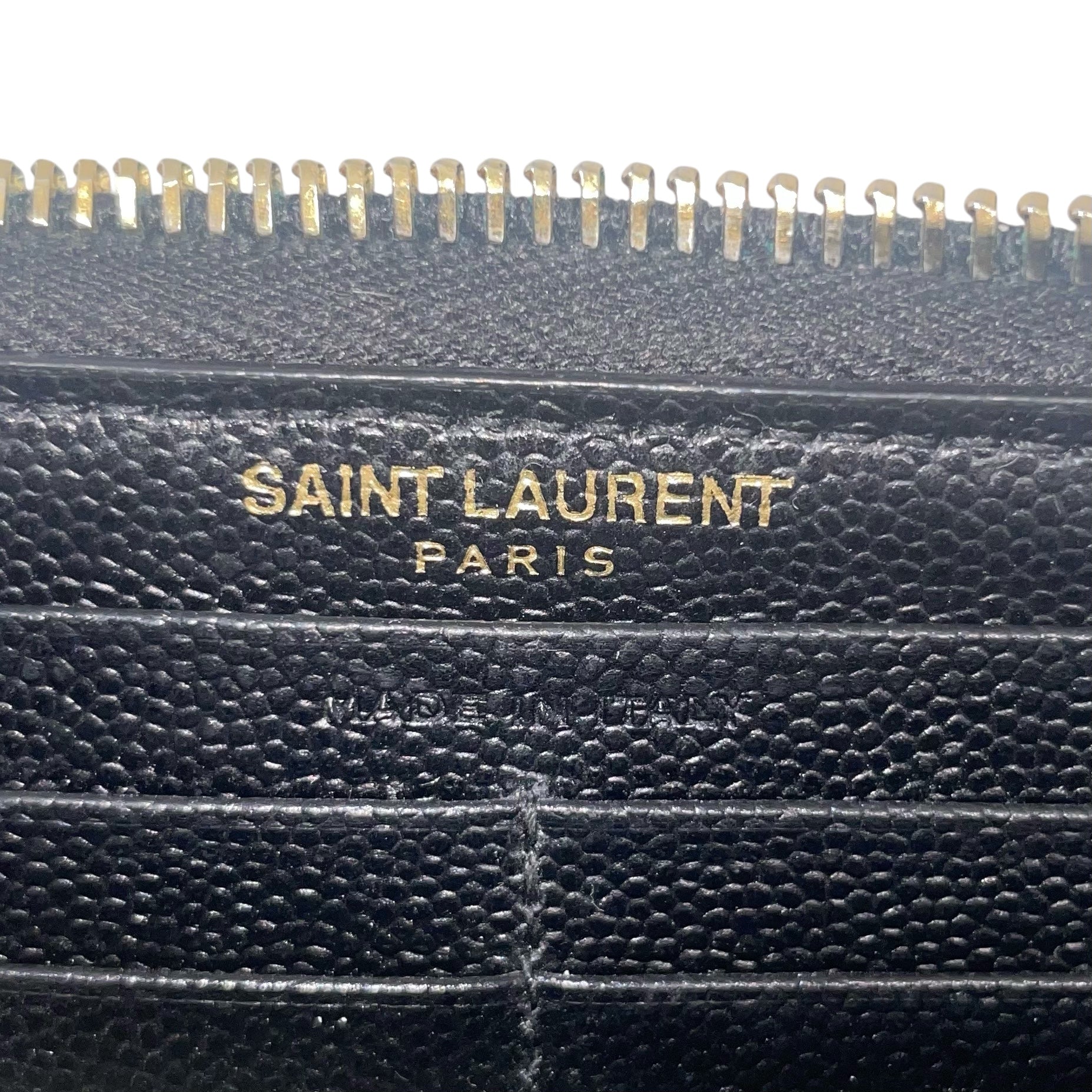 SAINT LAURENT/Long Wallet/Leather/BLK/chevron stitchig/gld hardware view 5