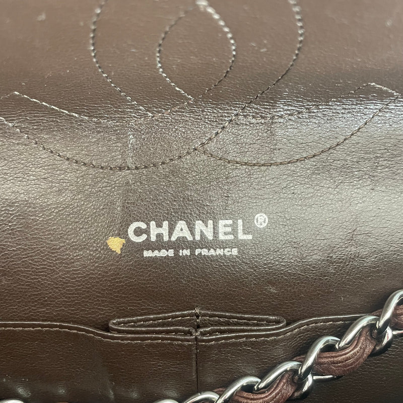 CHANEL/Hand Bag/Leather/BRW/DOUBLE FLAP/QUILTED/CAVIAR