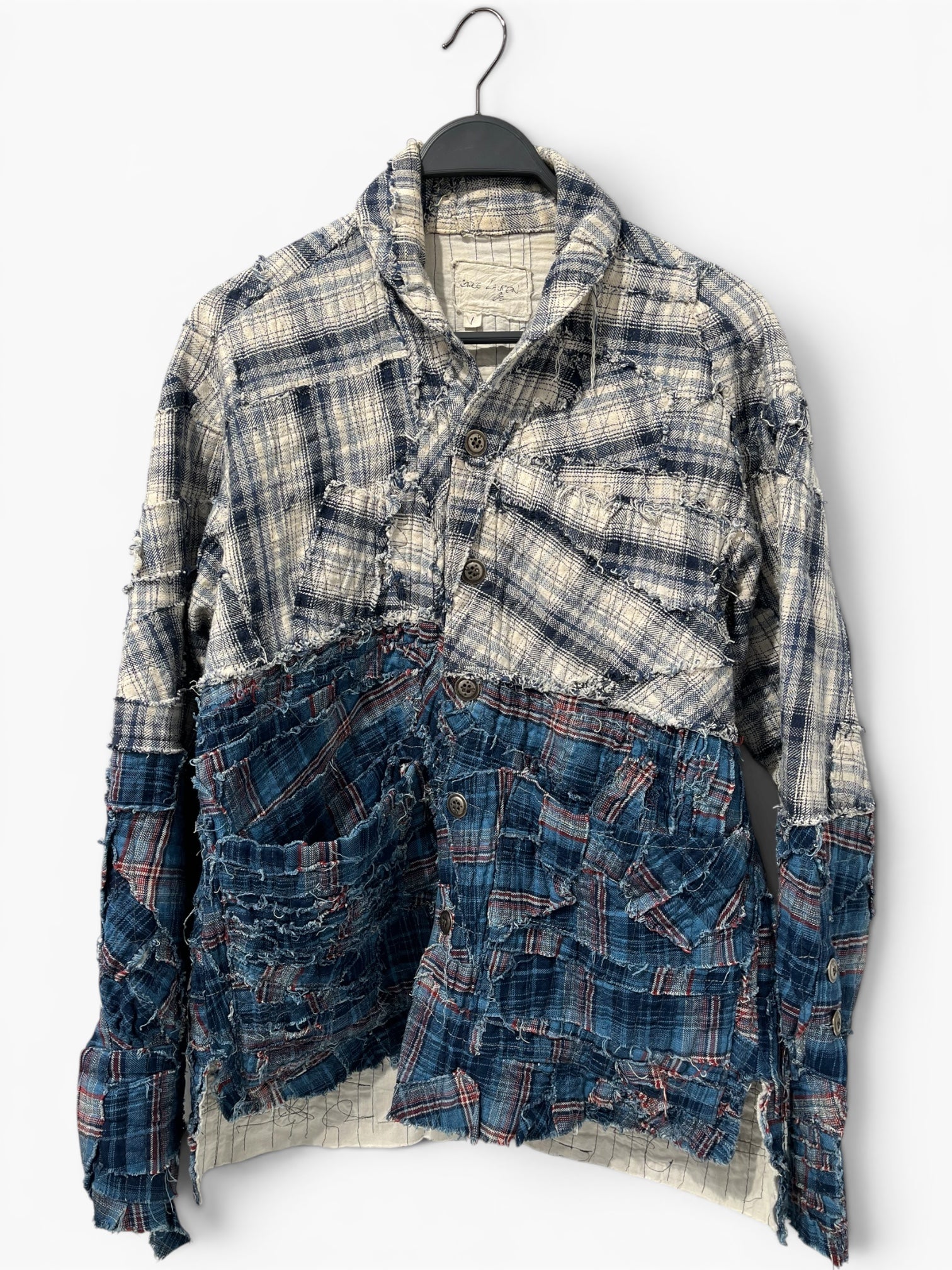 GREG LAUREN/Jacket/1/Cotton/IDG/Plaid/DISTRESSED PATCHWORK view 1
