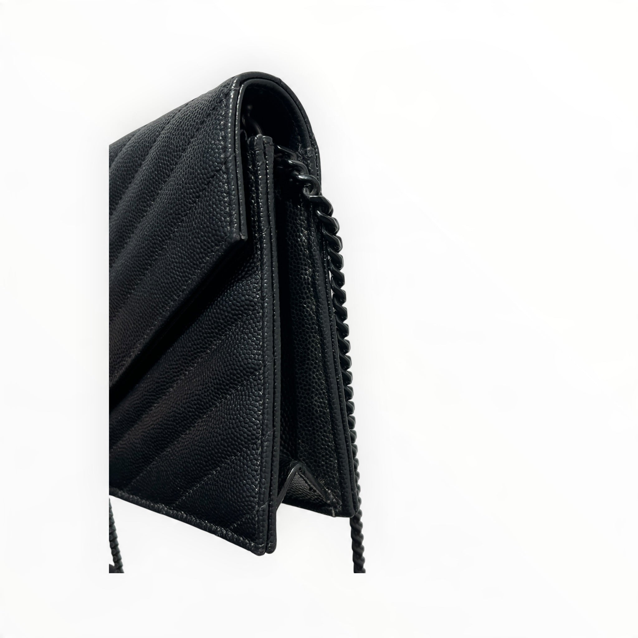 SAINT LAURENT/Cross Body Bag/Leather/BLK/Cassandre Envelope Wallet view 4