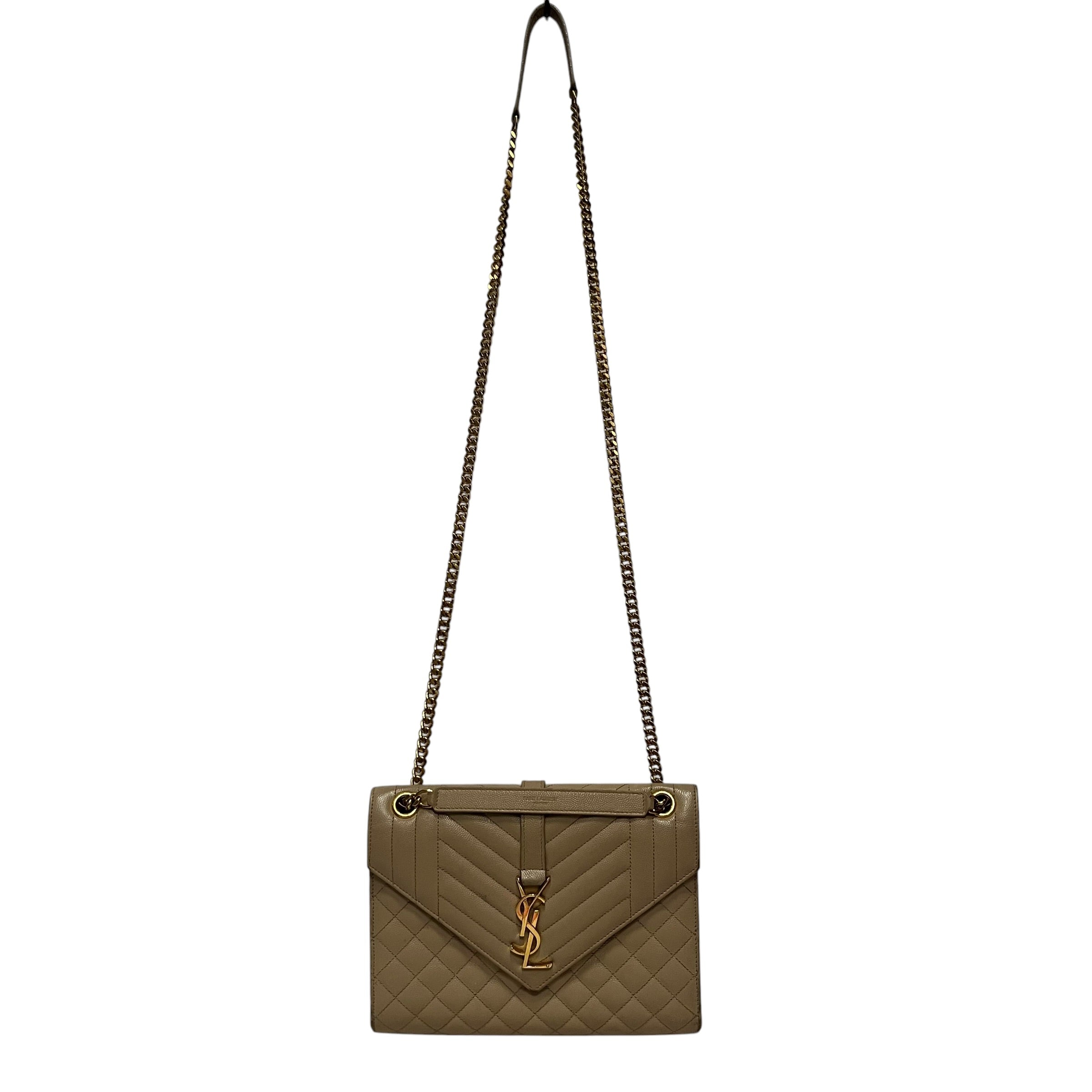 YVES SAINT LAURENT/Cross Body Bag/Leather/BEG/Quilted Envelope Medium view 2