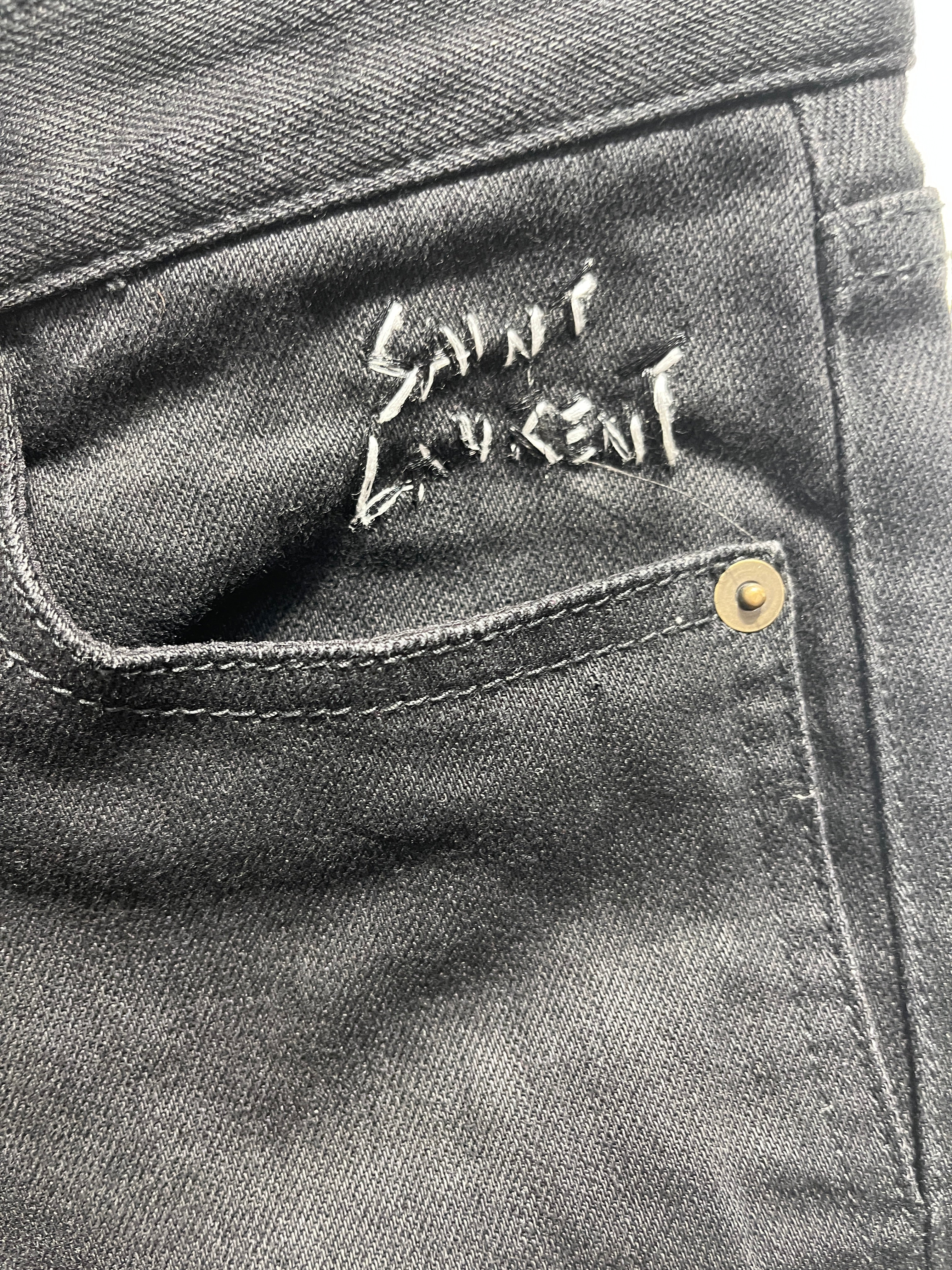 SAINT LAURENT/Skinny Pants/26/Denim/BLK/D01 / STITCH POCKET LOGO view 4