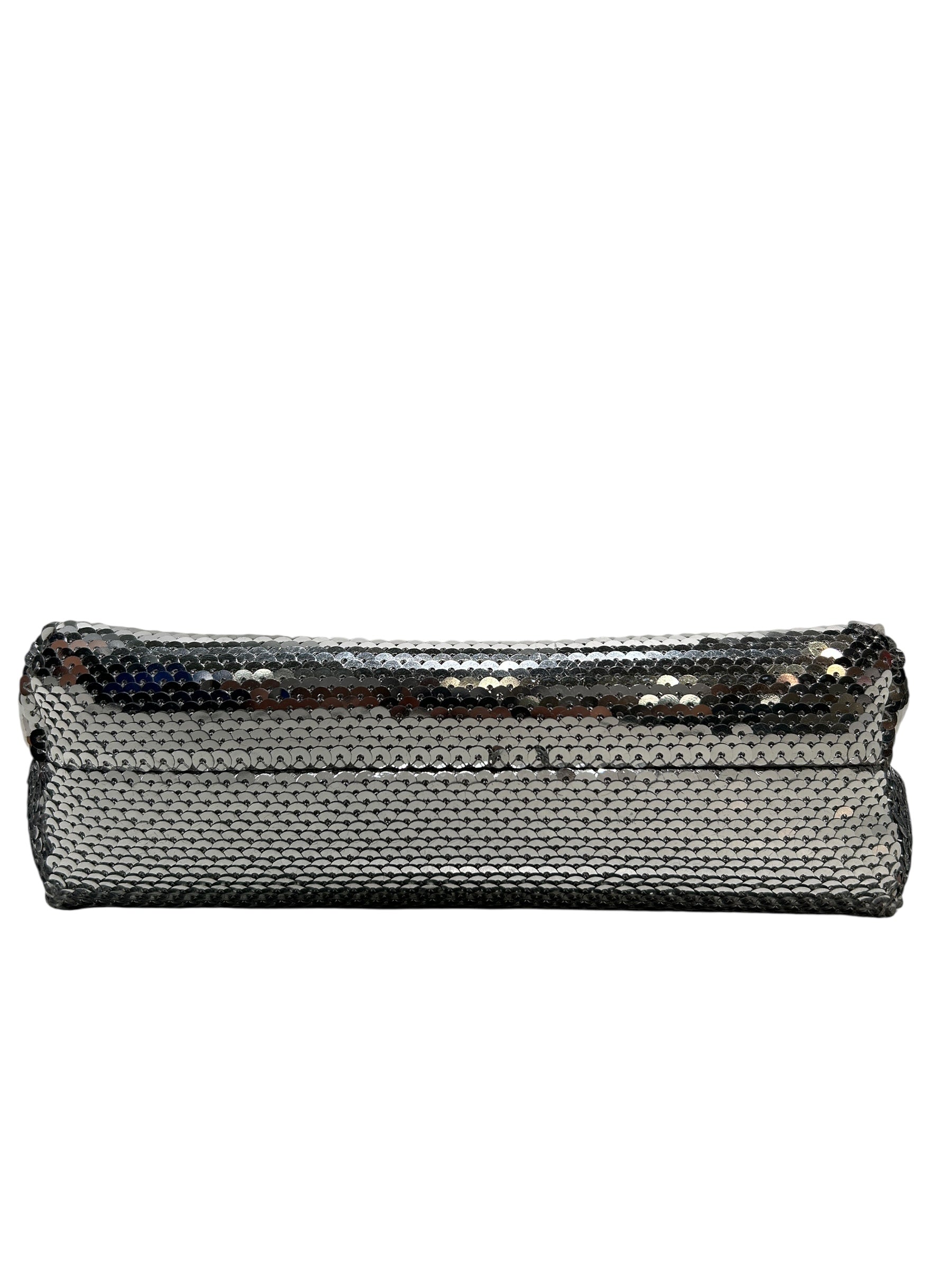 TOM FORD/Hand Bag/S/Glitter/Leather/SLV/SEQUINS/BLACK LEATHER PATCH view 3