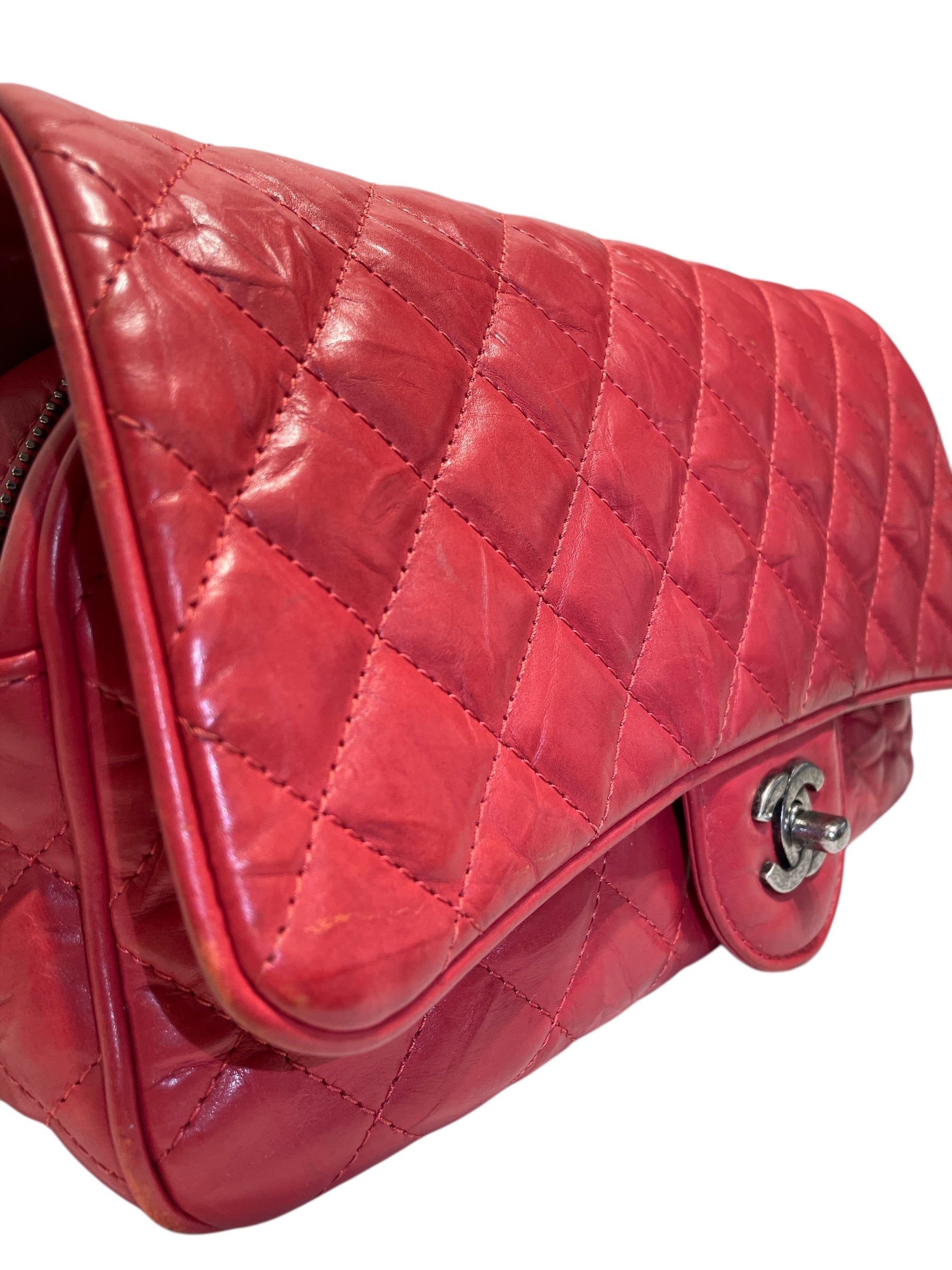 CHANEL/Cross Body Bag/Leather/RED/Casual Rock Flap Bag view 6