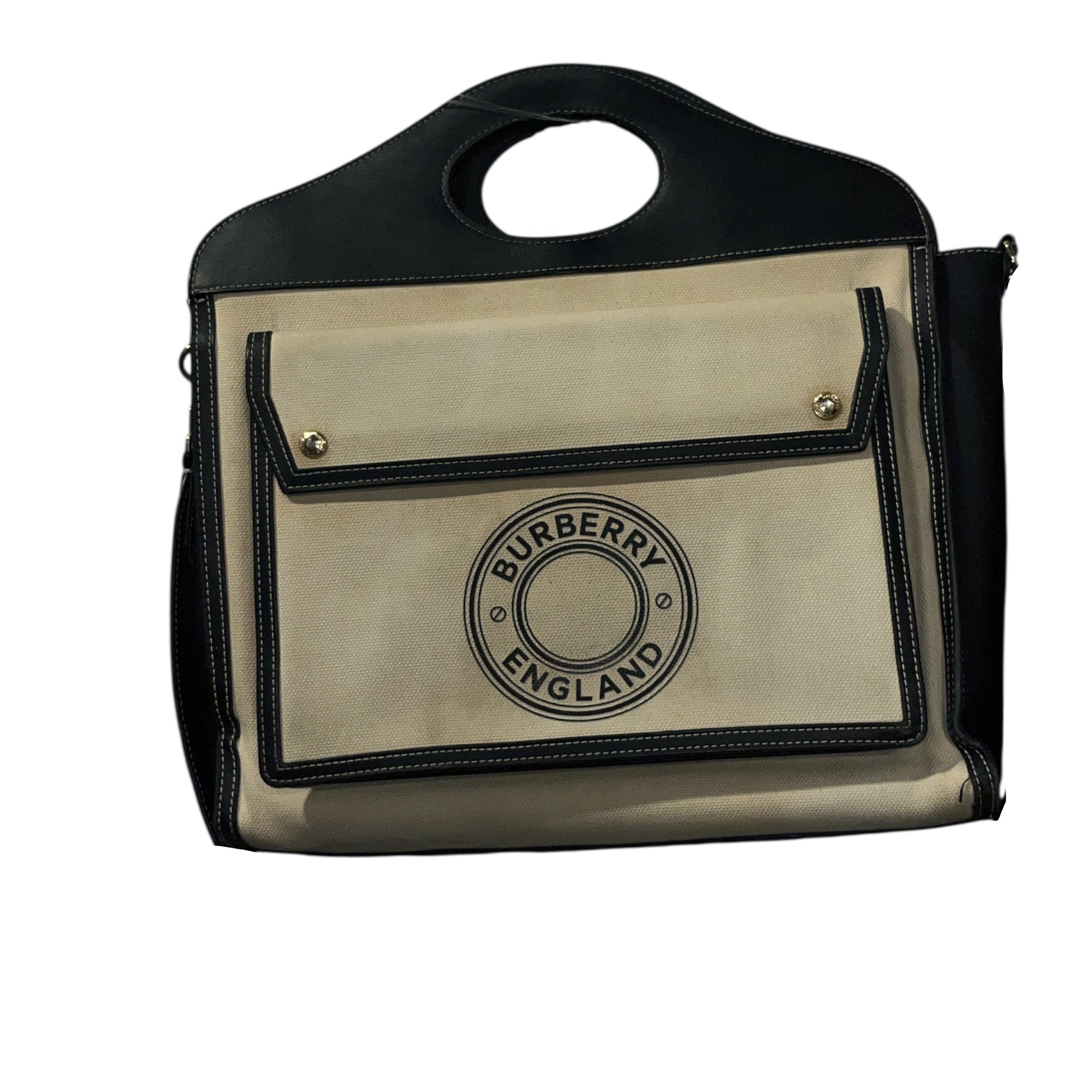 BURBERRY/Tote Bag/Cotton/CRM/LOGO CANVAS POCKET NAVY view 1