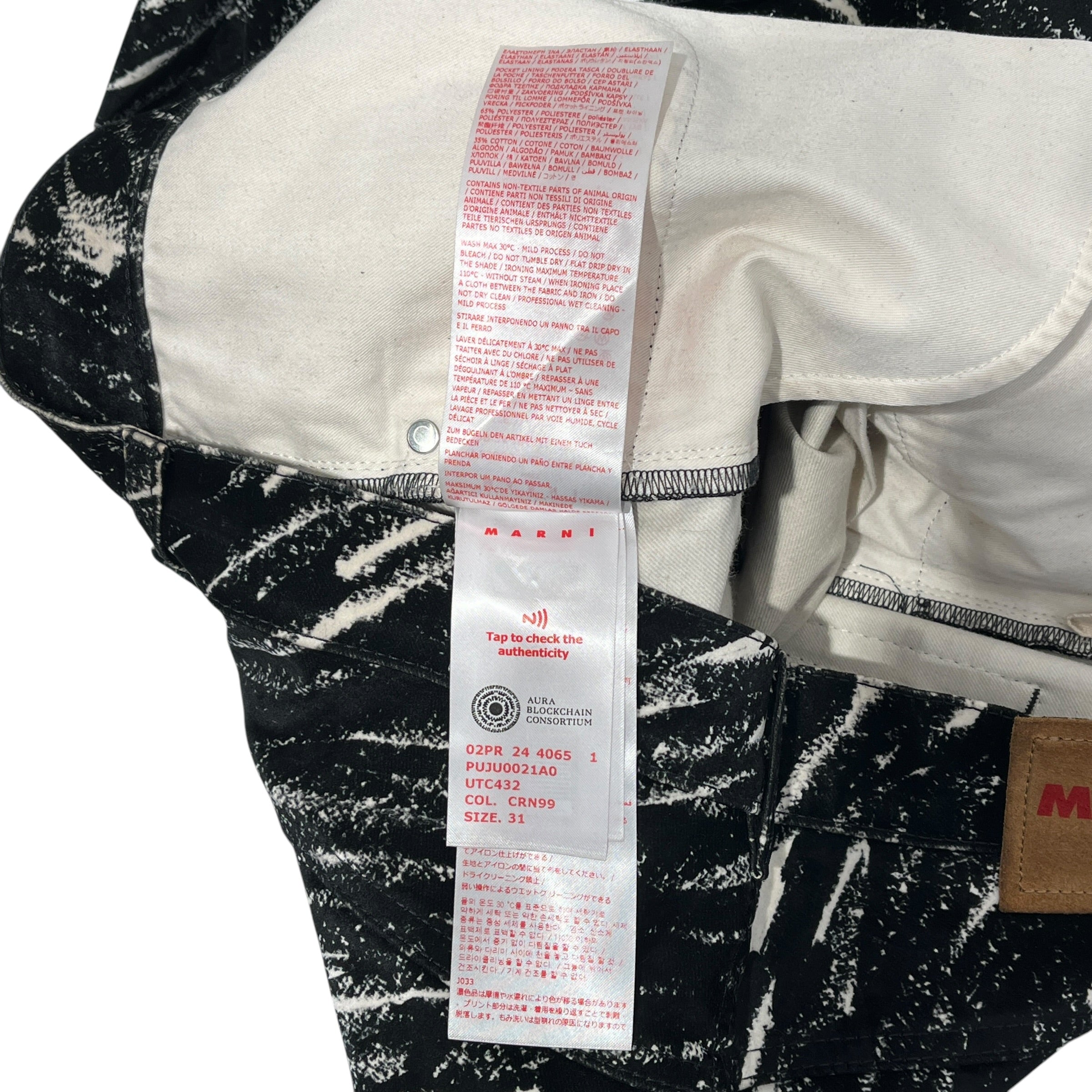 MARNI/Pants/31/BLK/All Over Print/velvet-like crayon pattern view 6