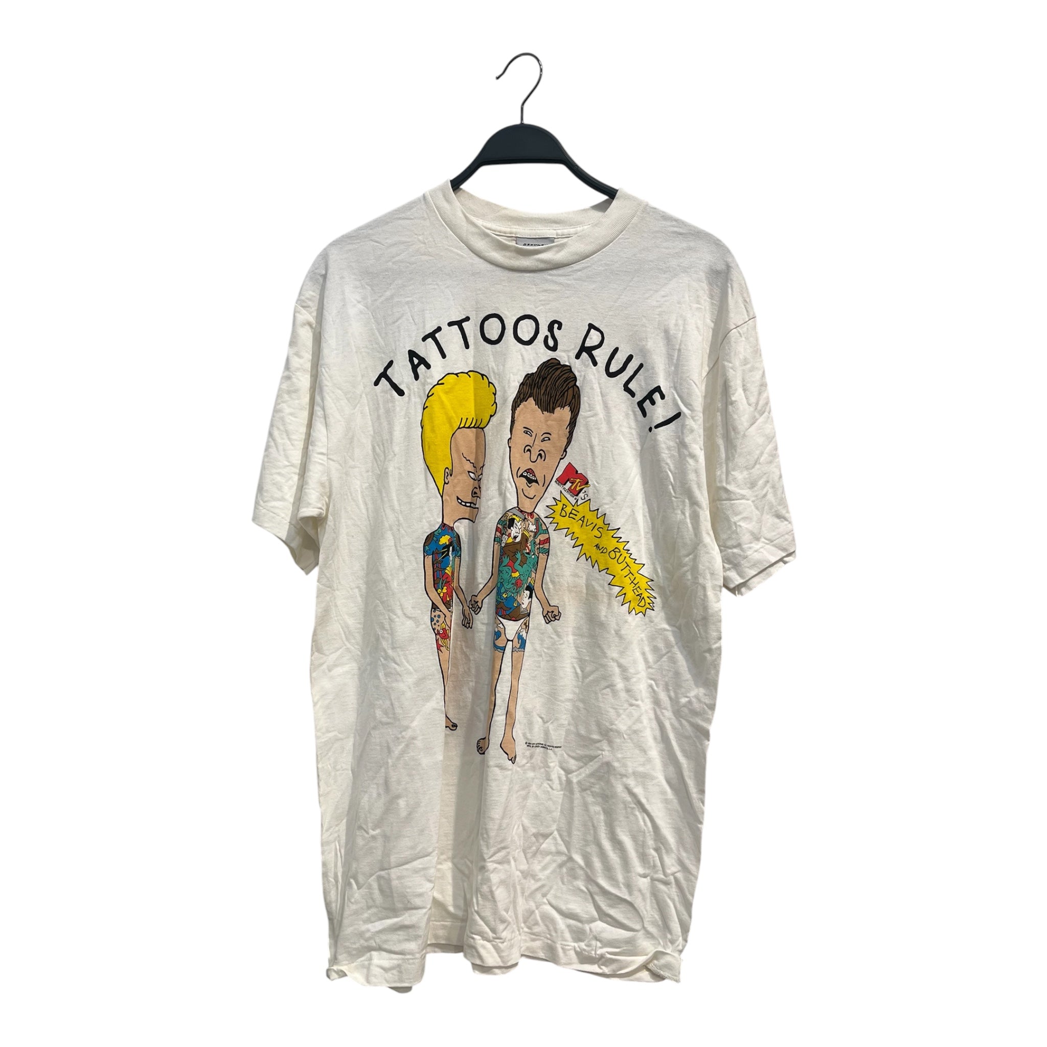 stanleydesantis/T-Shirt/XL/Cotton/WHT/vintage beavis butthead tattoo view 1