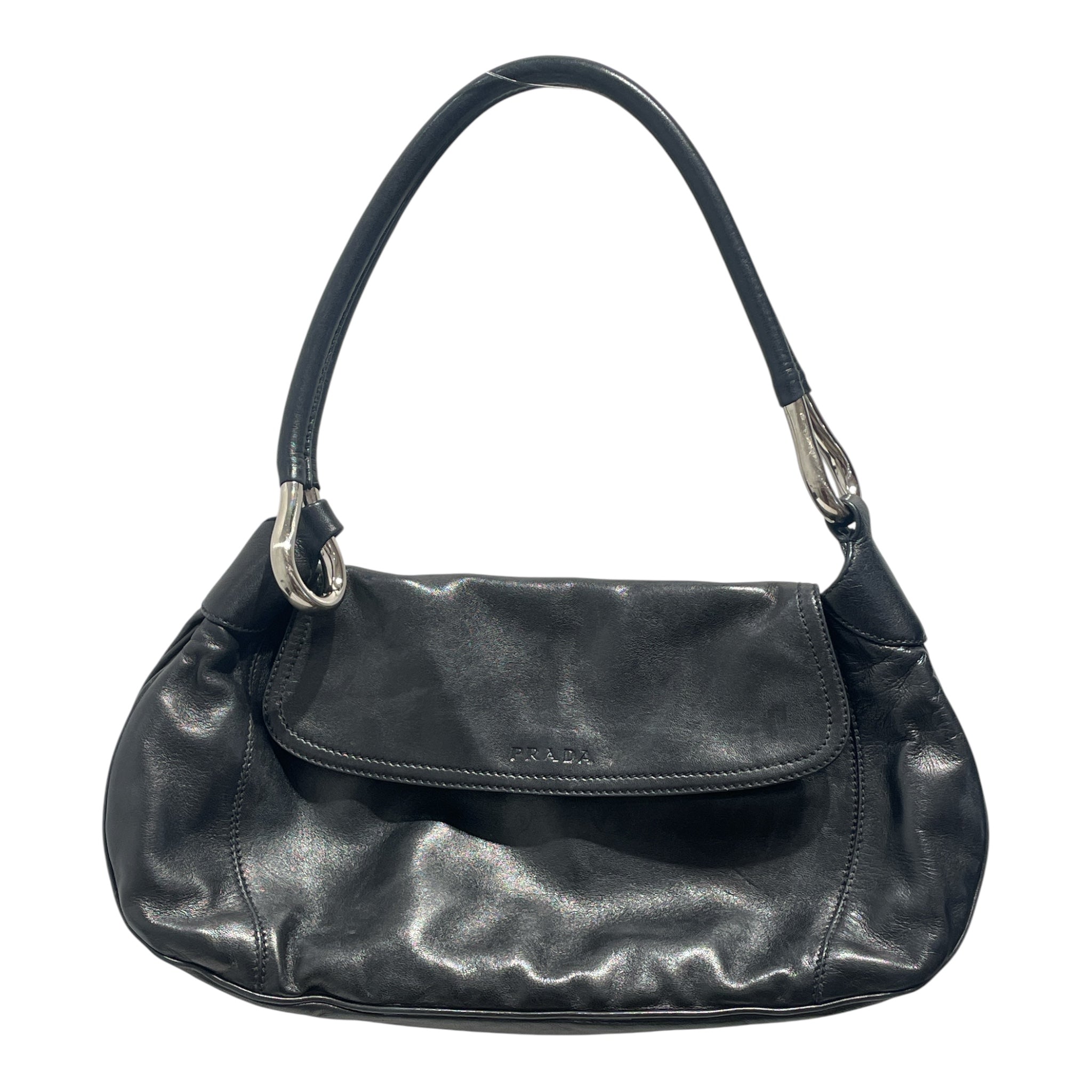 PRADA/Hand Bag/Leather/BLK/Nappa Leather Drop Shoulder Ba view 1