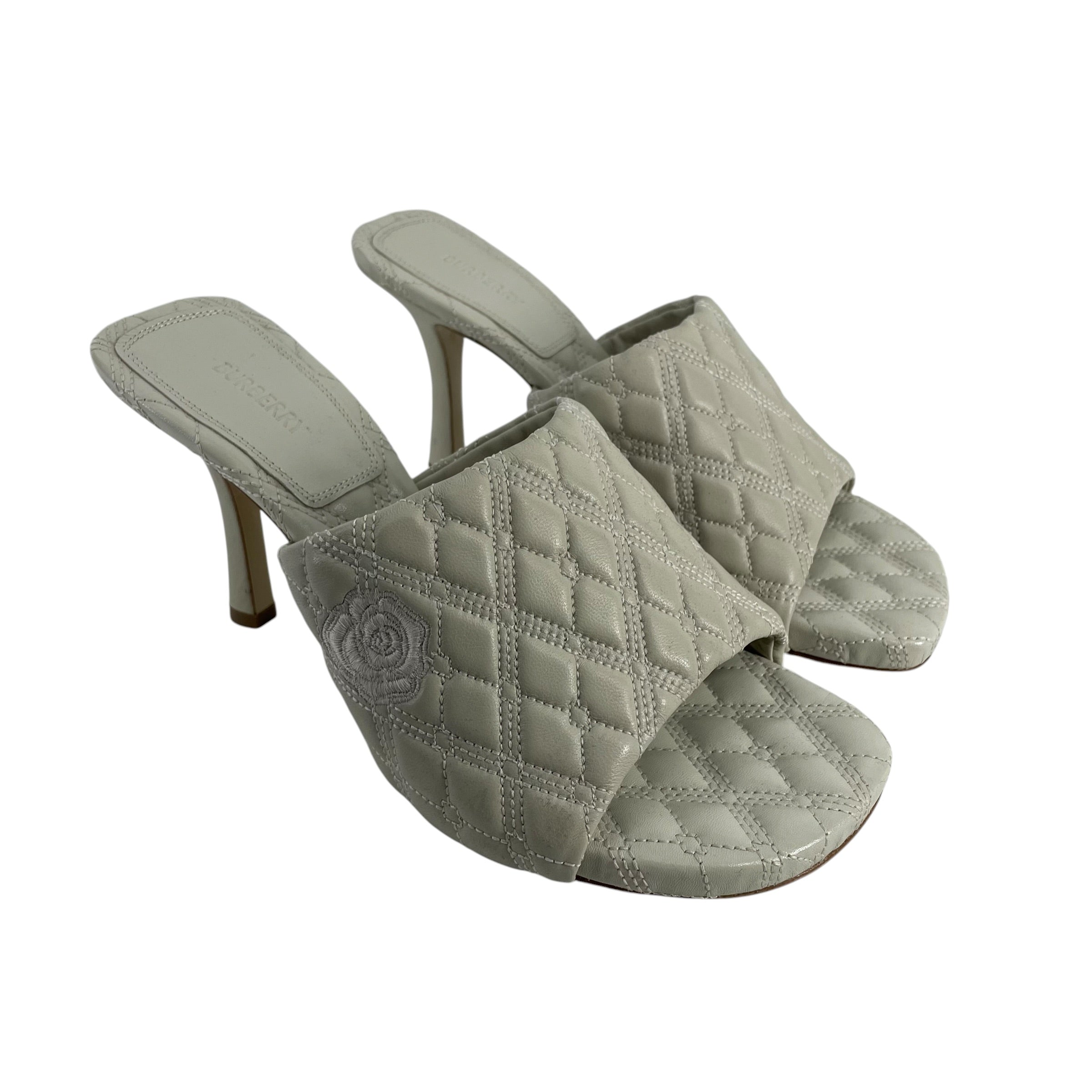 BURBERRY/Heels/EU 38/Leather/CRM/QUILTED FLOWER STITCH view 1