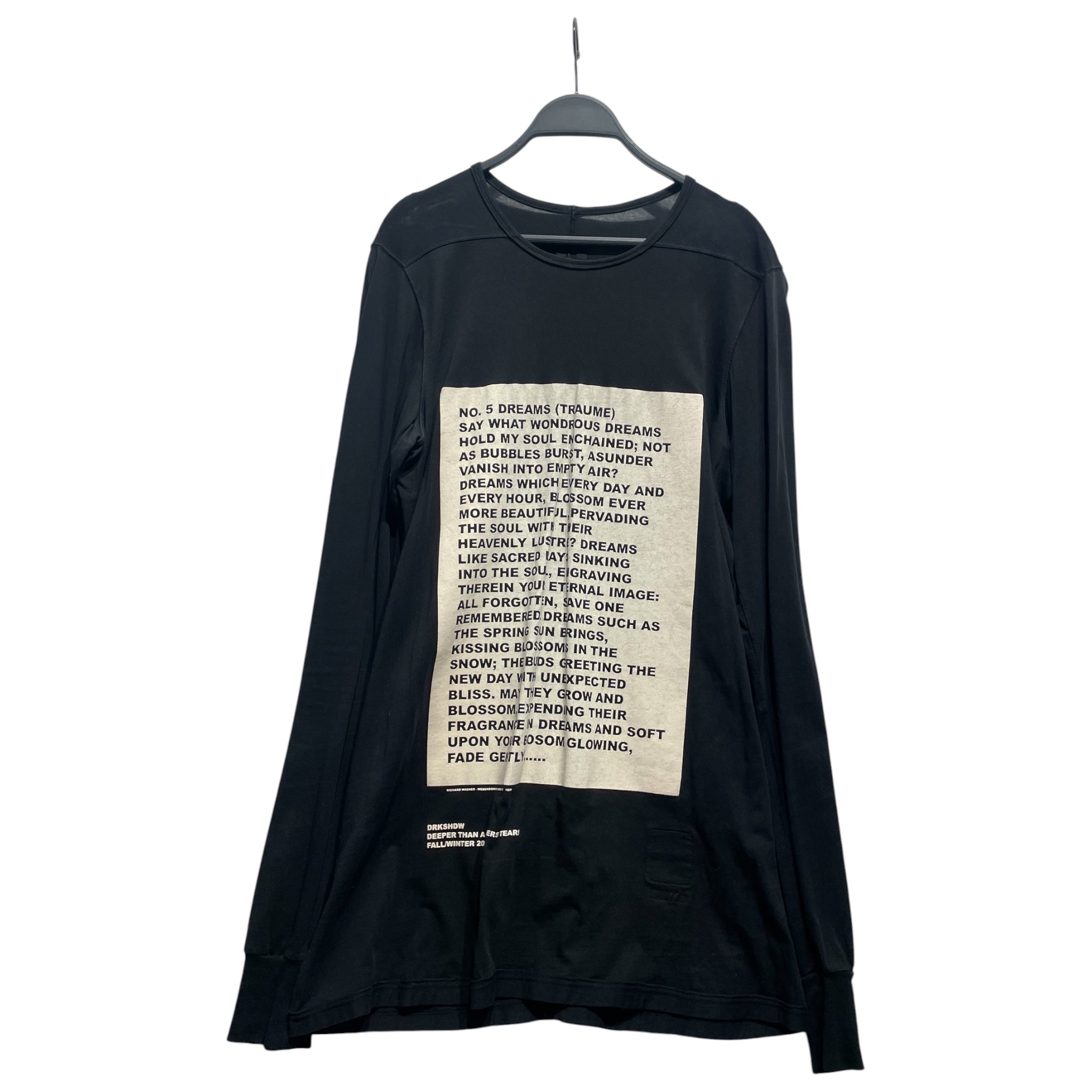 RICK OWENS DRKSHDW/LS T-Shirt/S/Cotton/BLK/DEEPER THAN A MOTHERS TEARS view 1