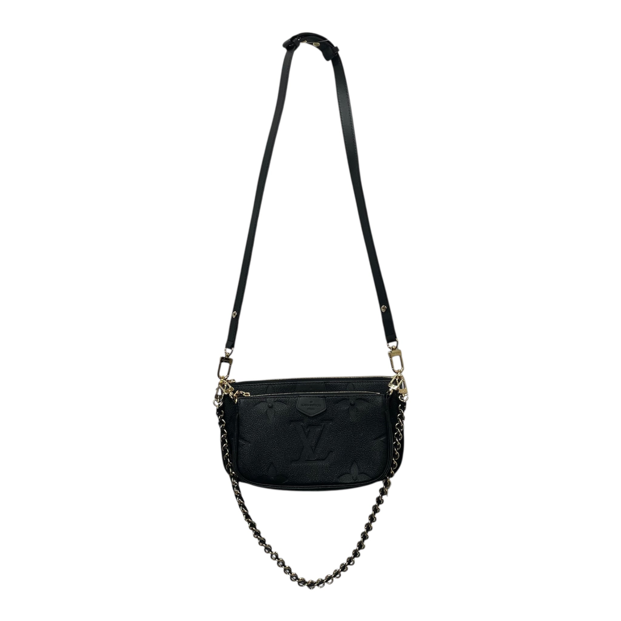 LOUIS VUITTON/Hand Bag/Monogram/Leather/BLK/MULTI POUCHETTE view 1