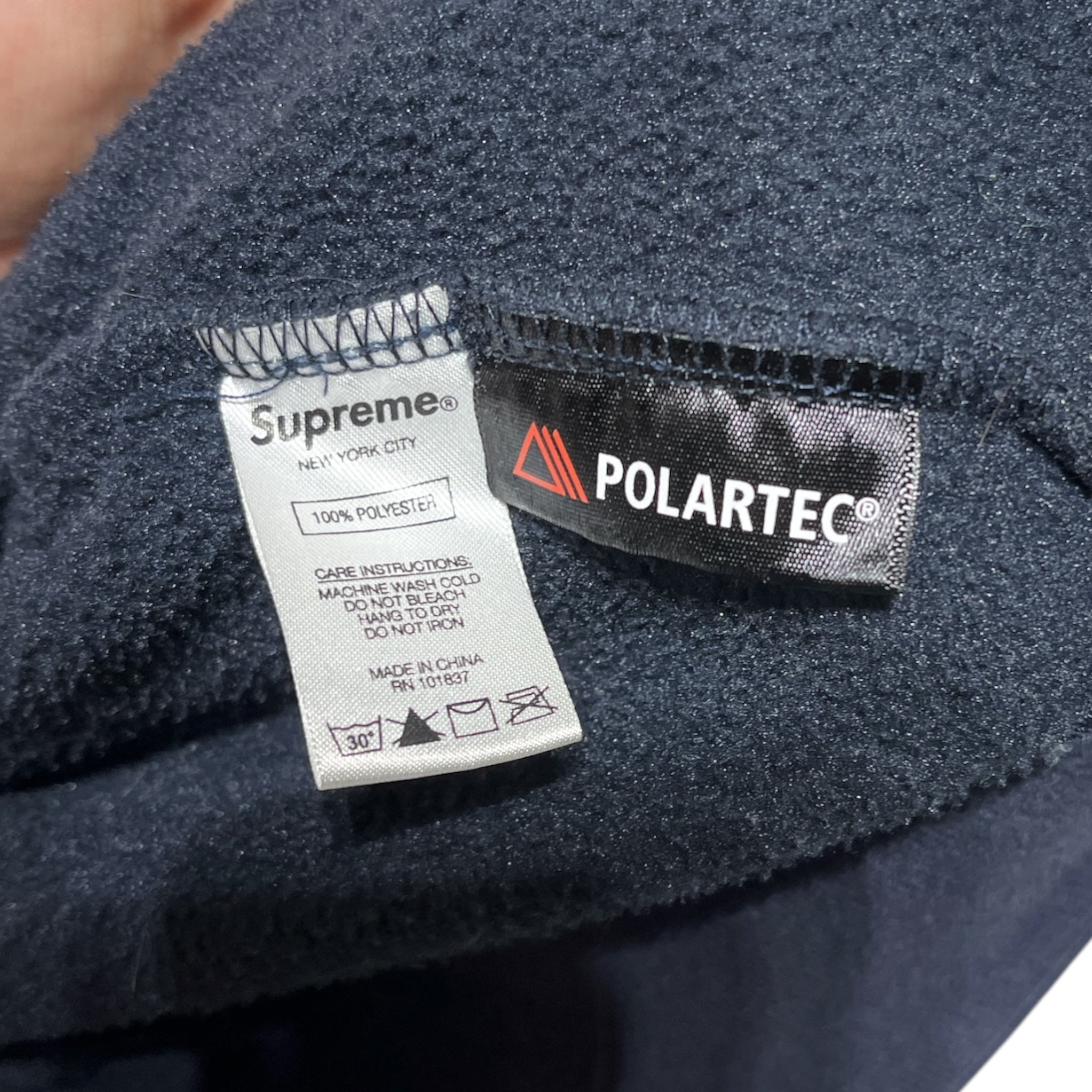 Supreme/Fleece Jkt/XL/Cotton/NVY/raised letter logo view 4