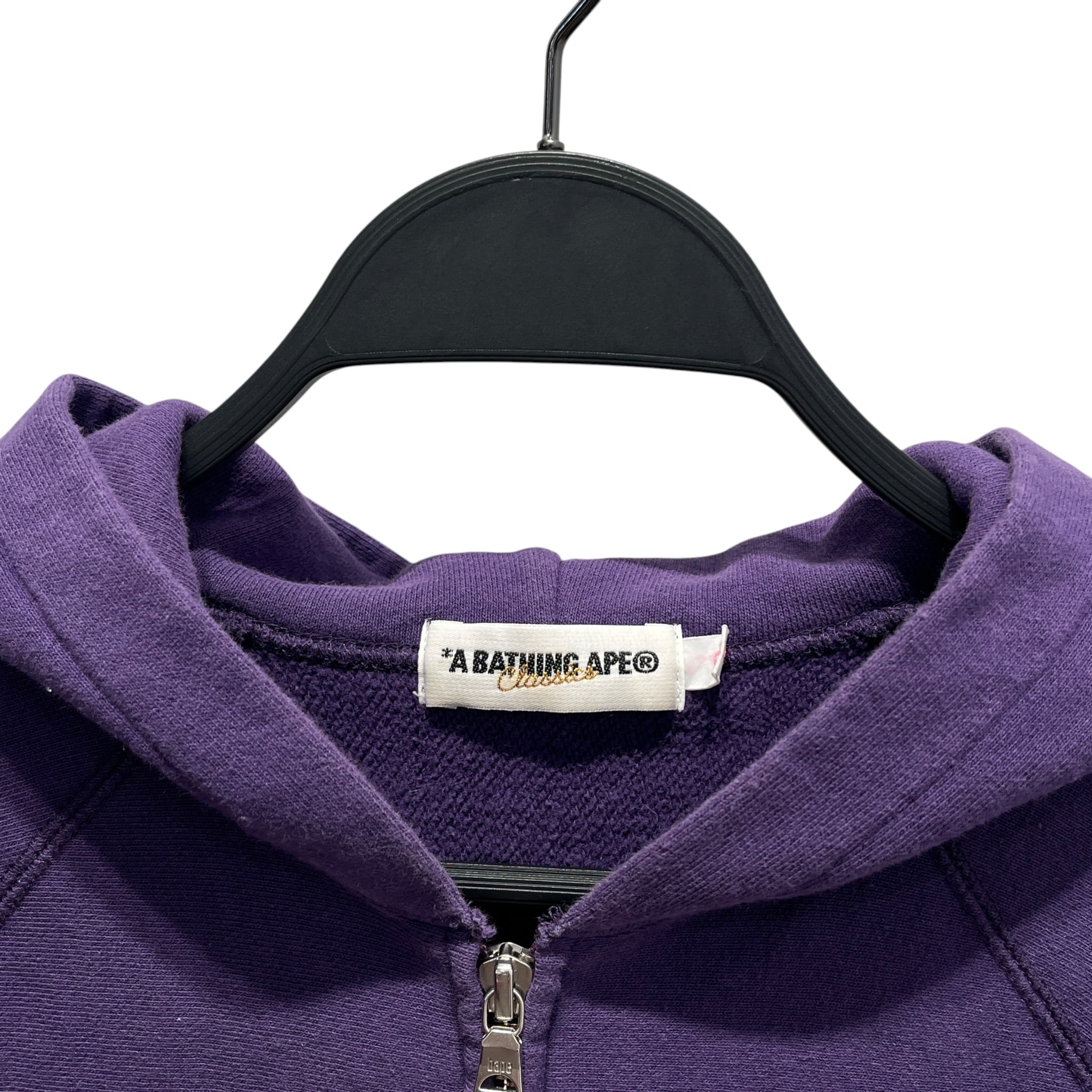 A BATHING APE/Zip Up Hoodie/S/Cotton/PPL/CLASSICS EMBROIDERED APE view 3