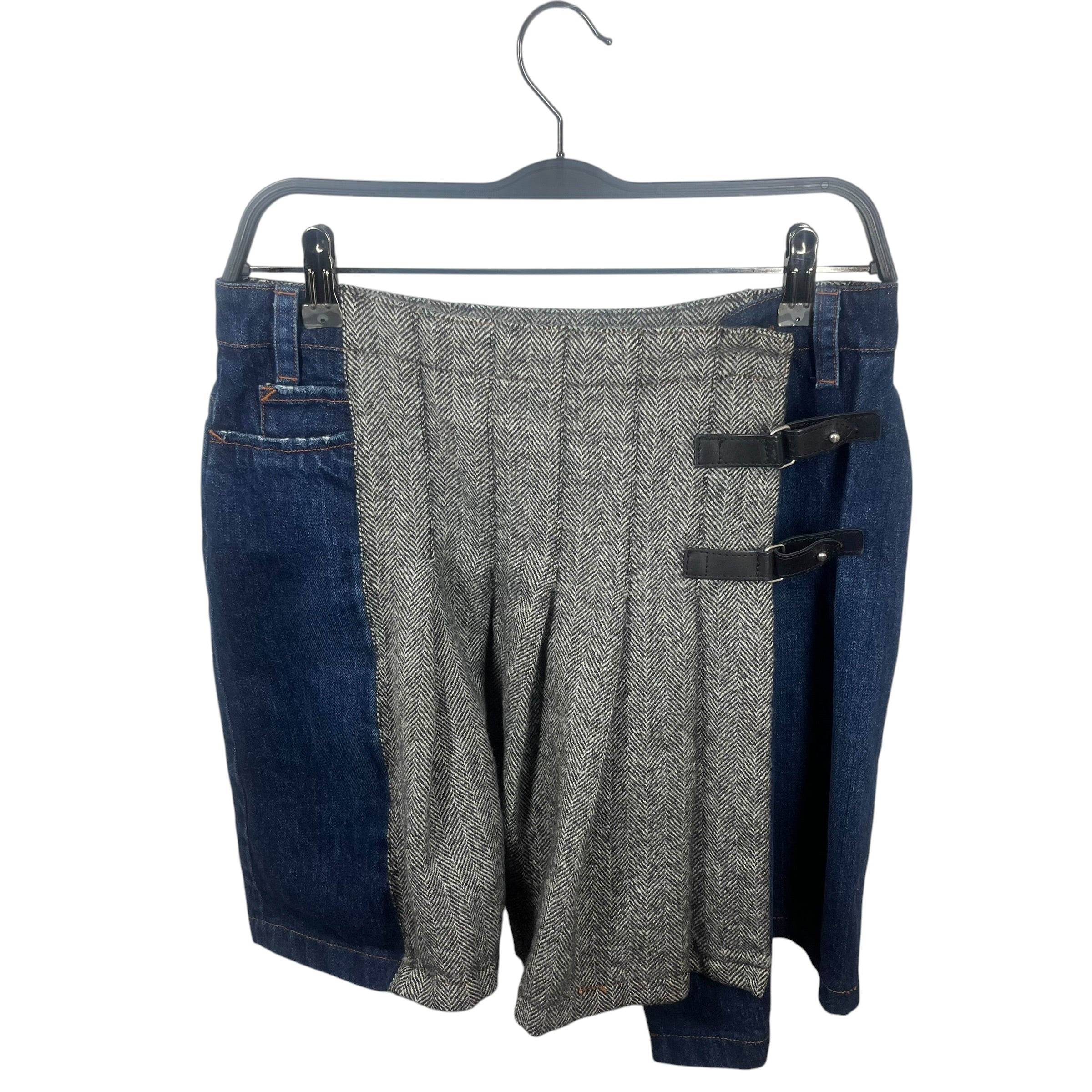 GAULTIER JEAN'S/Skirt/42/Wool/GRY/PLEATED HYBRID WOOL/DENIM view 1