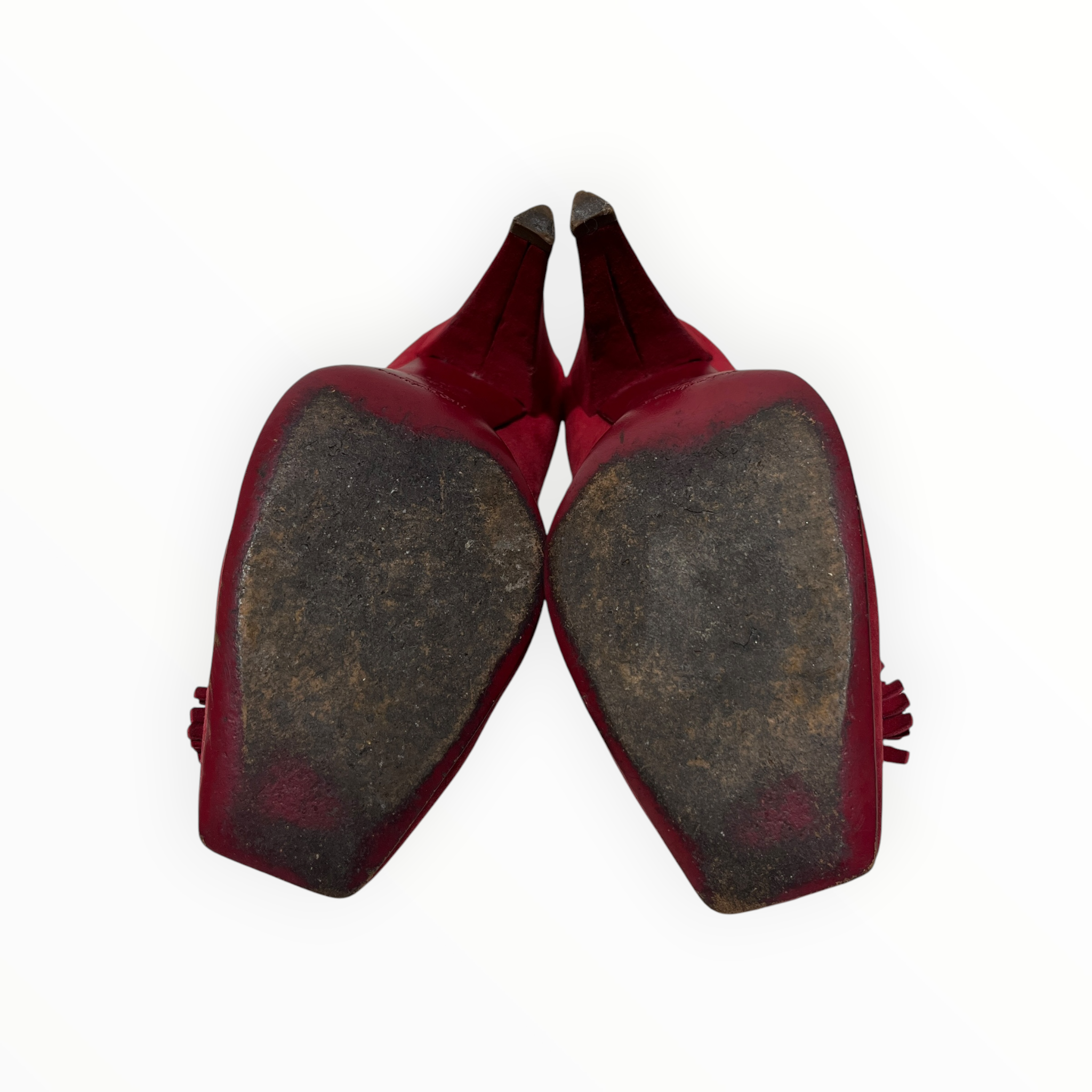 YVES SAINT LAURENT/Heels/EU 36.5/Suede/RED/TASSEL HEEL (LACE TEAR) view 9
