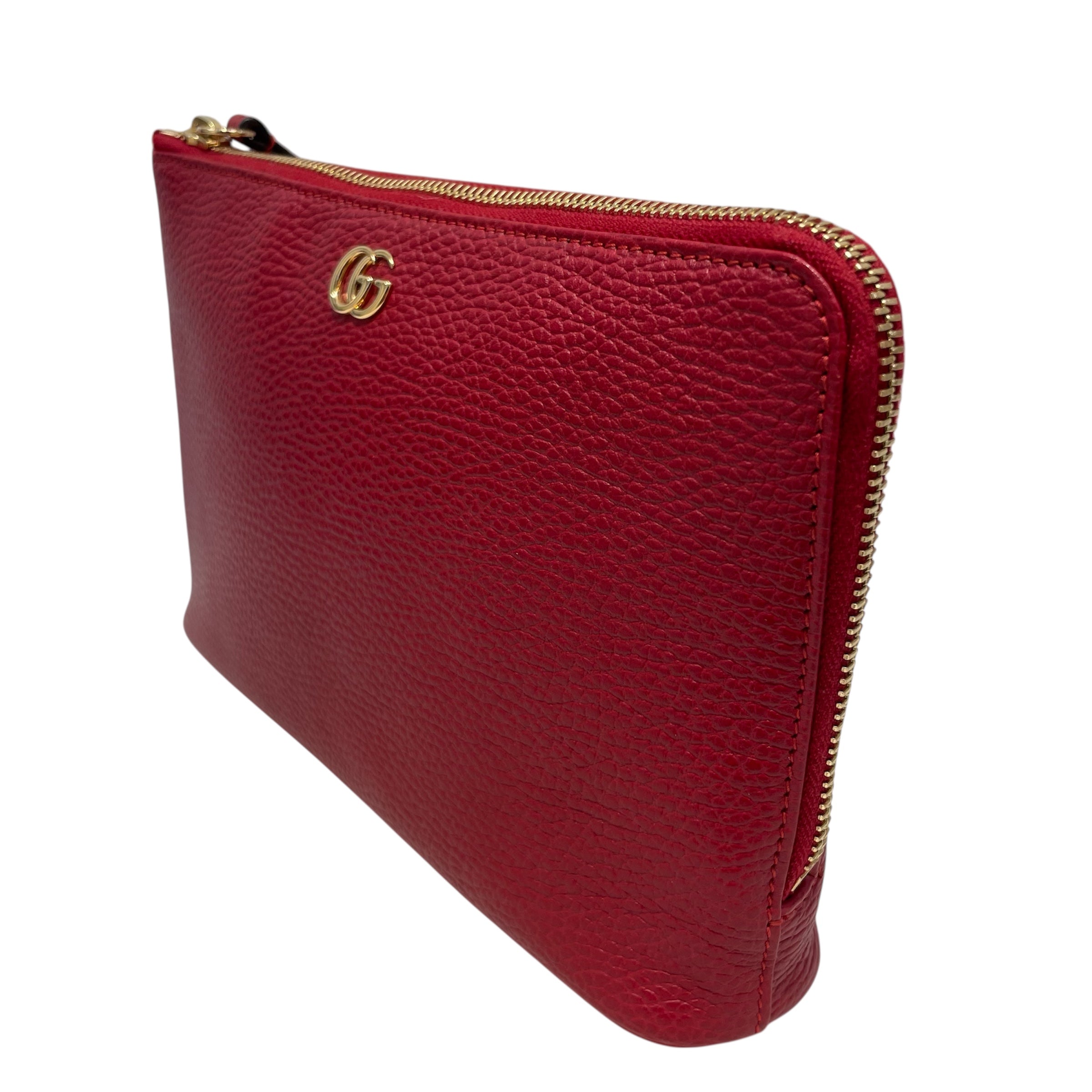 GUCCI/Pouch/Leather/RED/DOUBLE G W BOTTOM HANDLE view 4