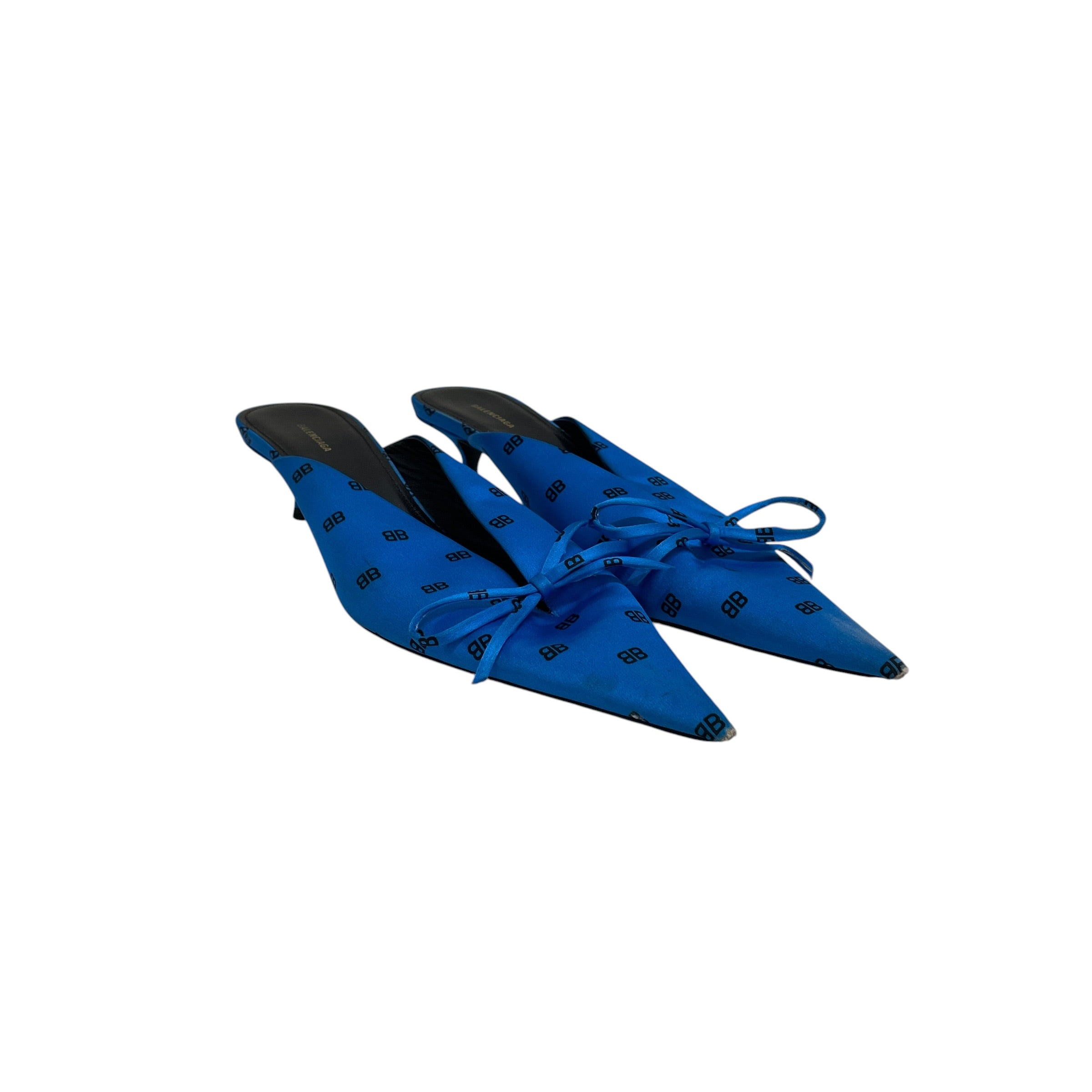 BALENCIAGA/Heels/US 7/Monogram/BLU/KITTEN HEEL BOWS view 1