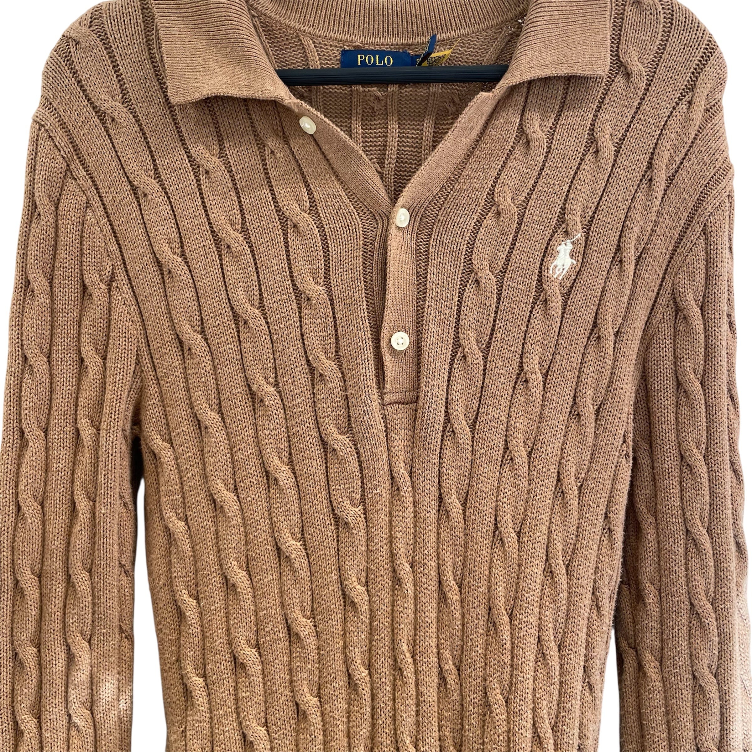 POLO RALPH LAUREN/Shirt Dress/S/Cotton/BEG/CABLE KNIT DRESS view 6