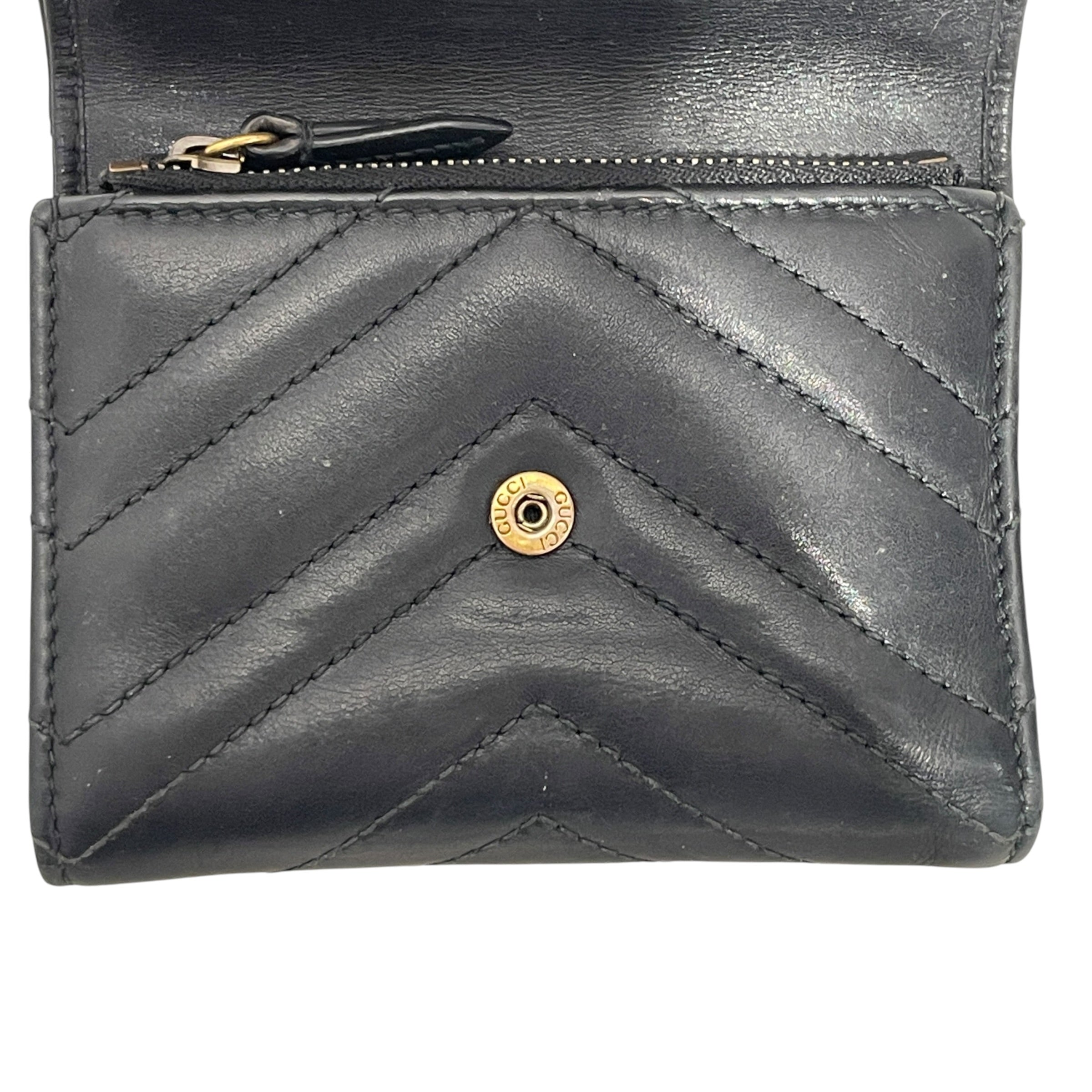 GUCCI/Trifold Wallet/Leather/BLK/M's/matelasse view 7