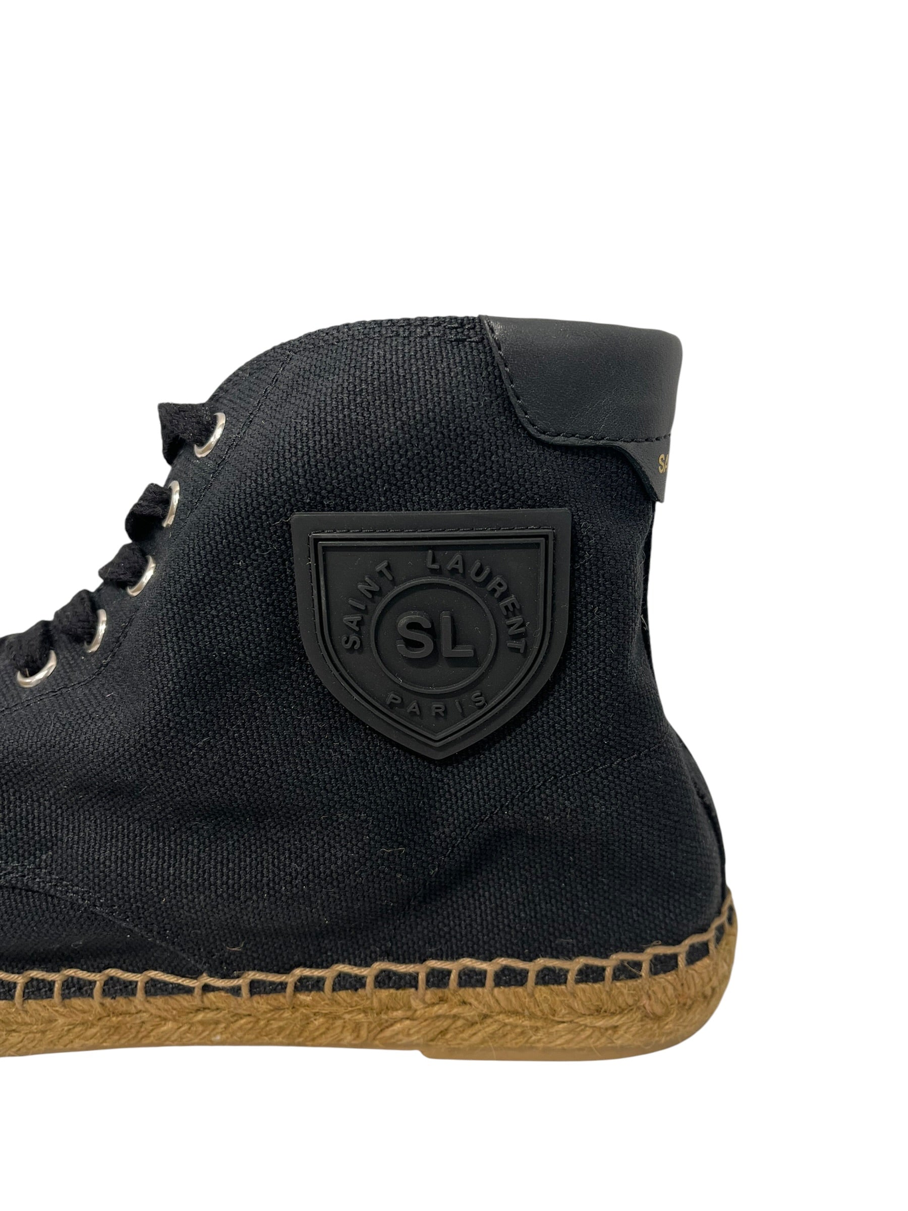 SAINT LAURENT/Hi-Sneakers/EU 44.5/Cotton/BLK/espadrill side crest logo view 5