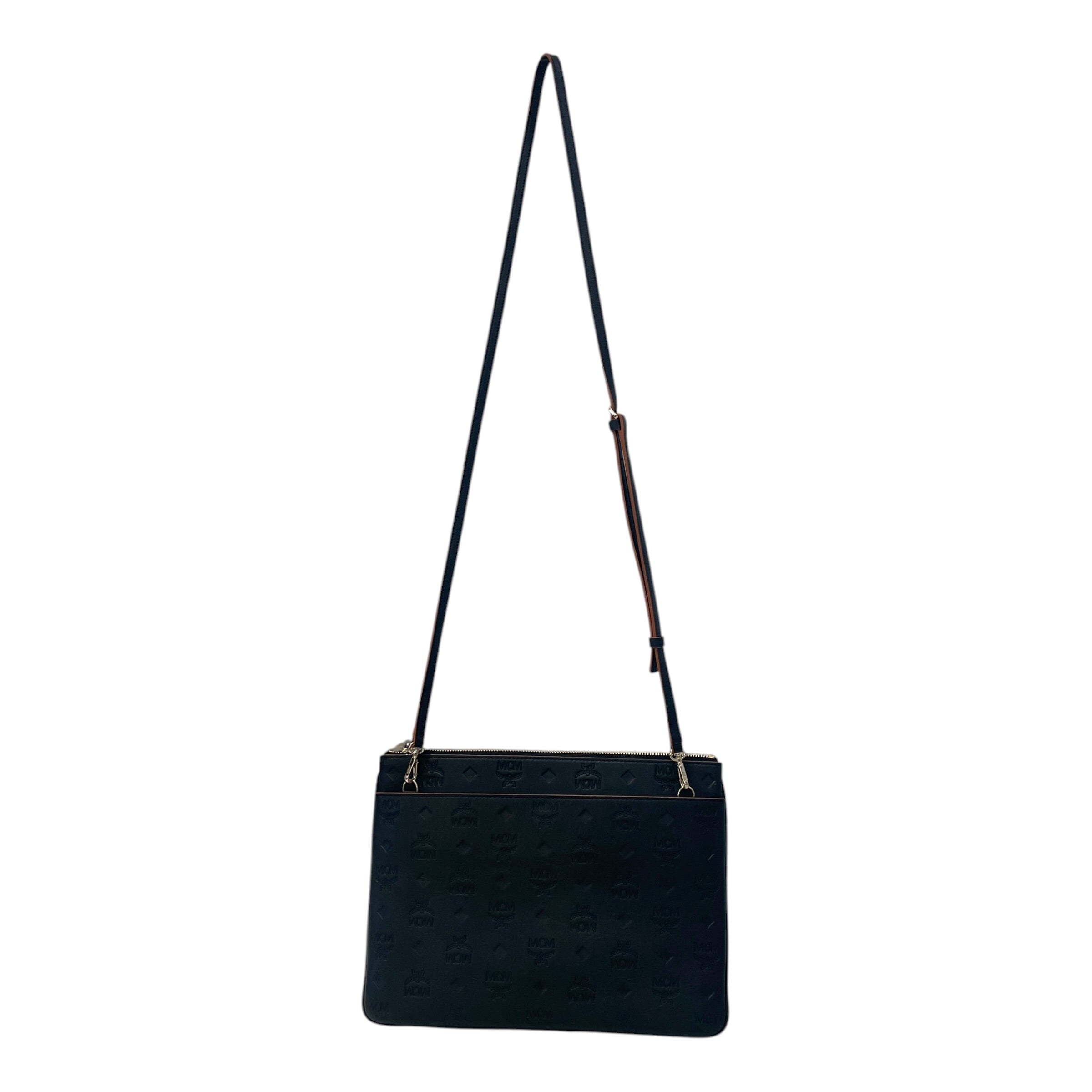 MCM/Cross Body Bag/Monogram/Leather/BLK/Embossed view 1