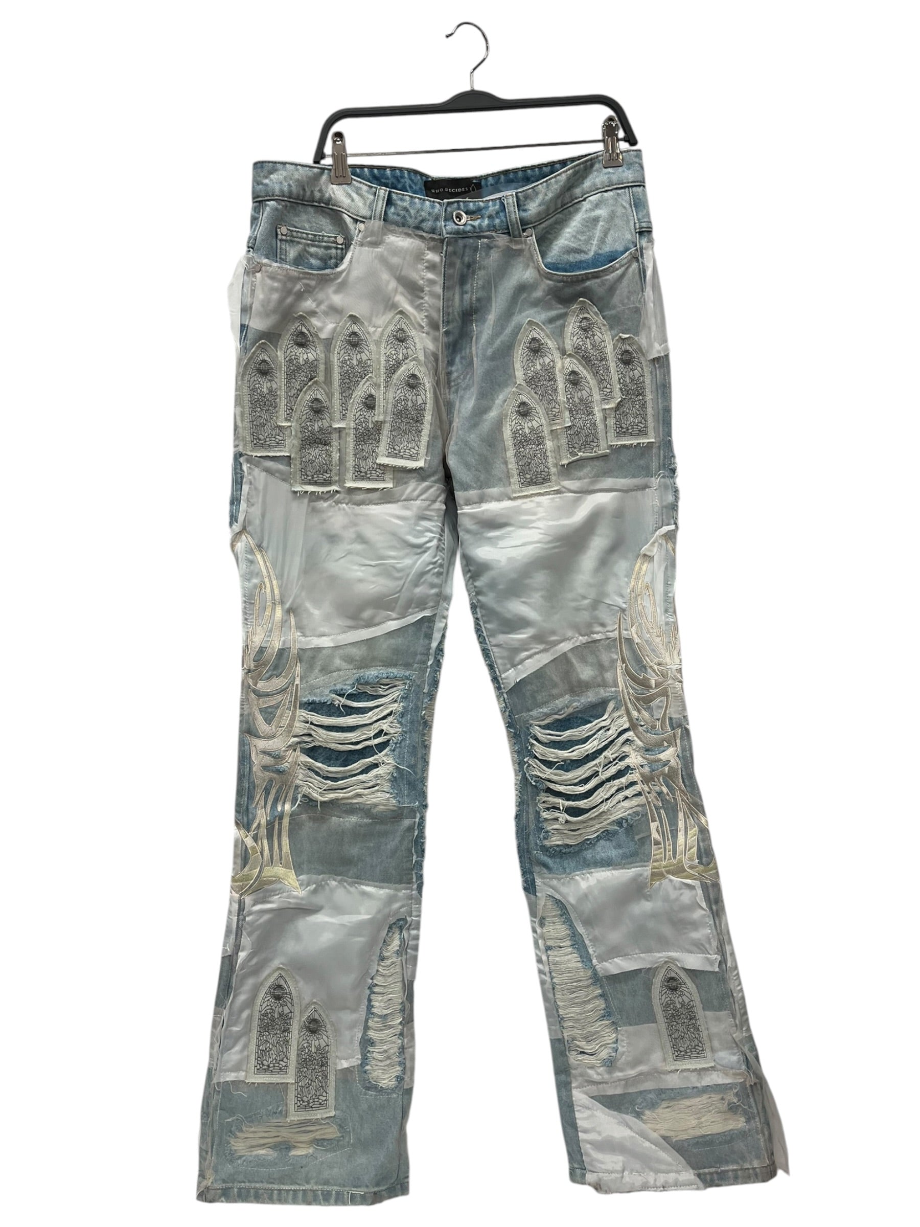 WHO DECIDES WAR/Pants/34/Denim/BLU/All Over Print/winged organza denim view 1