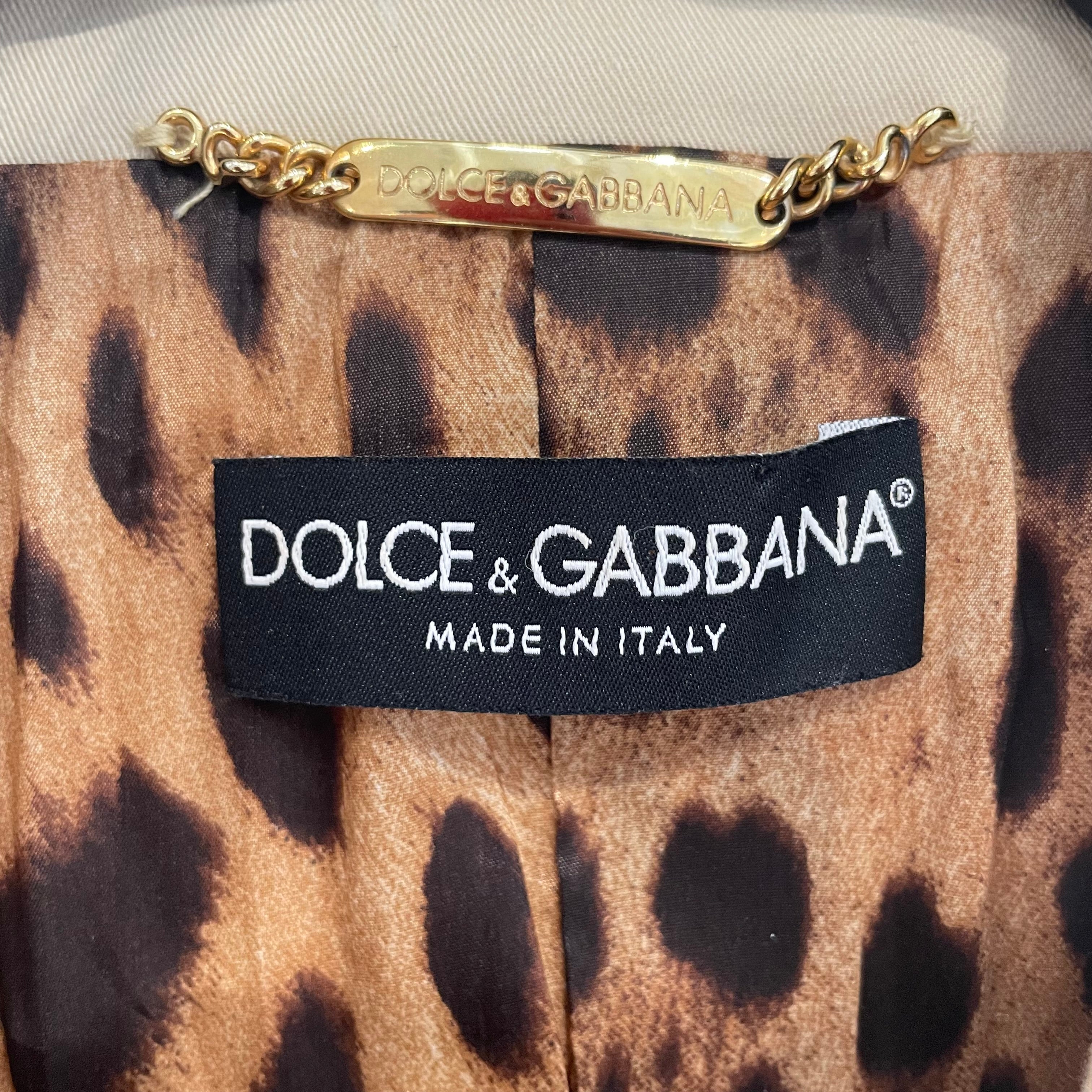 DOLCE&GABBANA/Tailored Jkt/L/Cotton/CRM/BLAZER LEOPARD PRINT LINING view 3