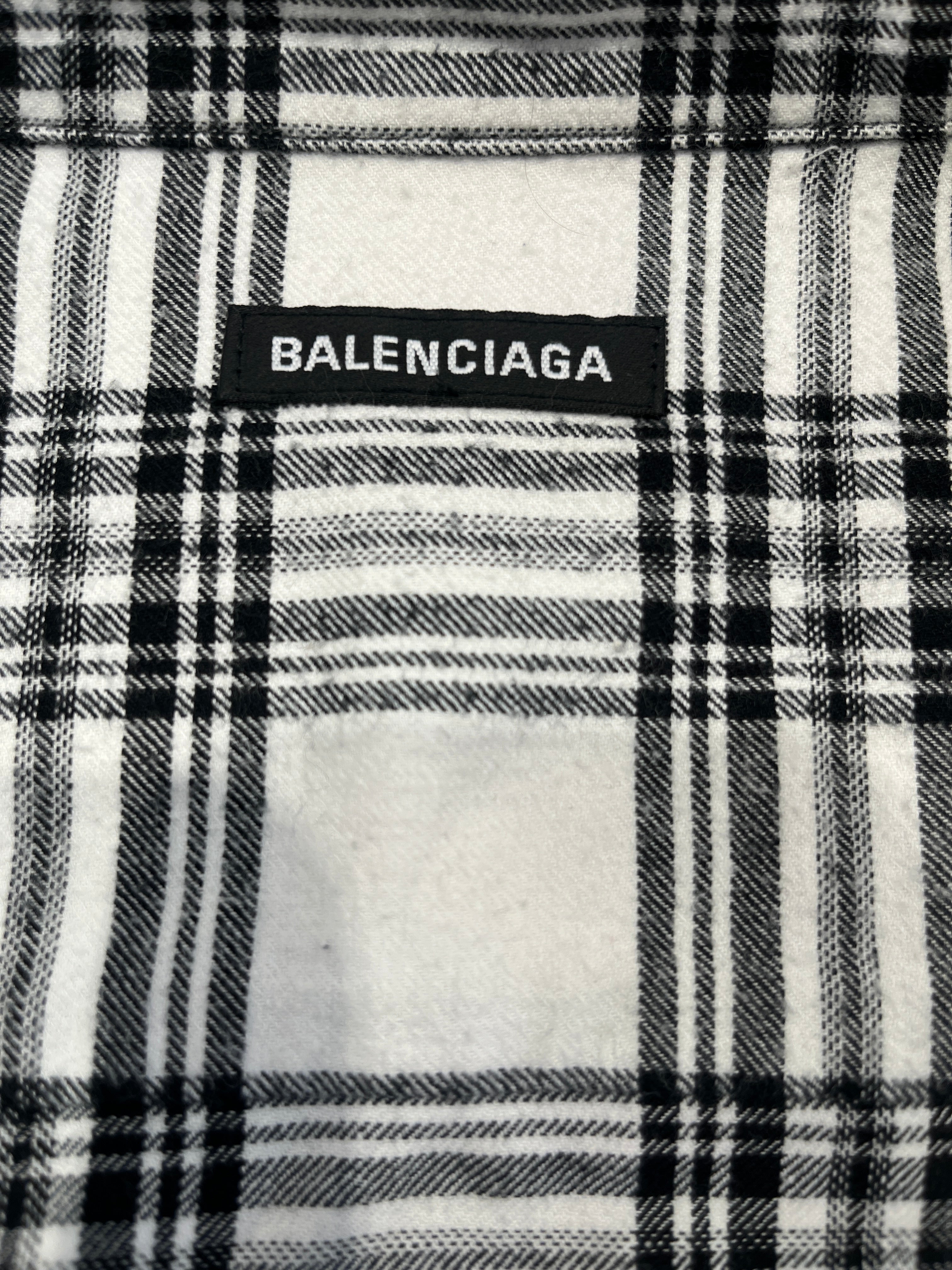 BALENCIAGA/Flannel Shirt/M/Cotton/WHT/Plaid/ view 3