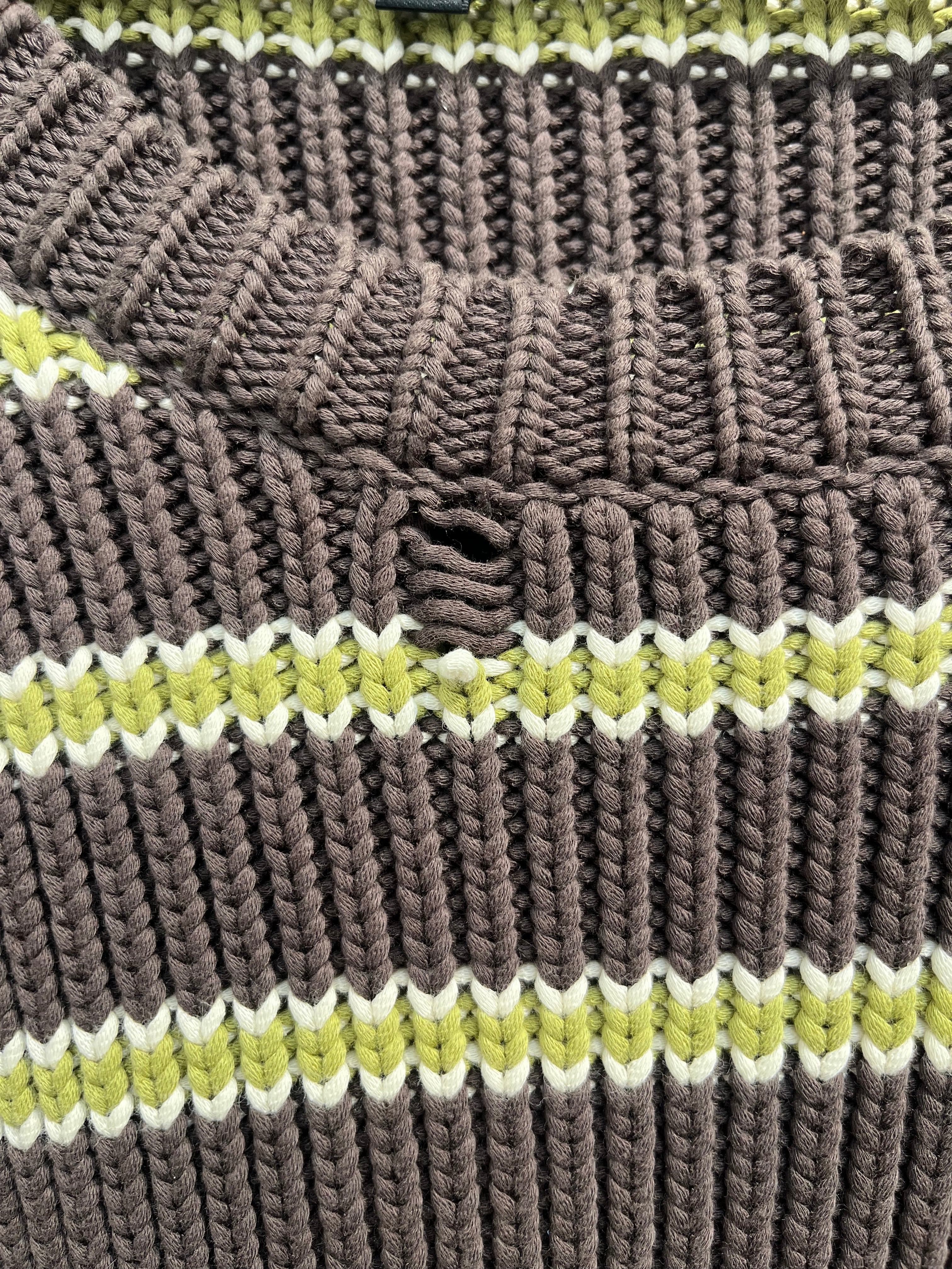 STUSSY/Heavy Sweater/XXL/Stripe/Cotton/BRW/STRIPED CHUNKY KNIT SWEATER view 9