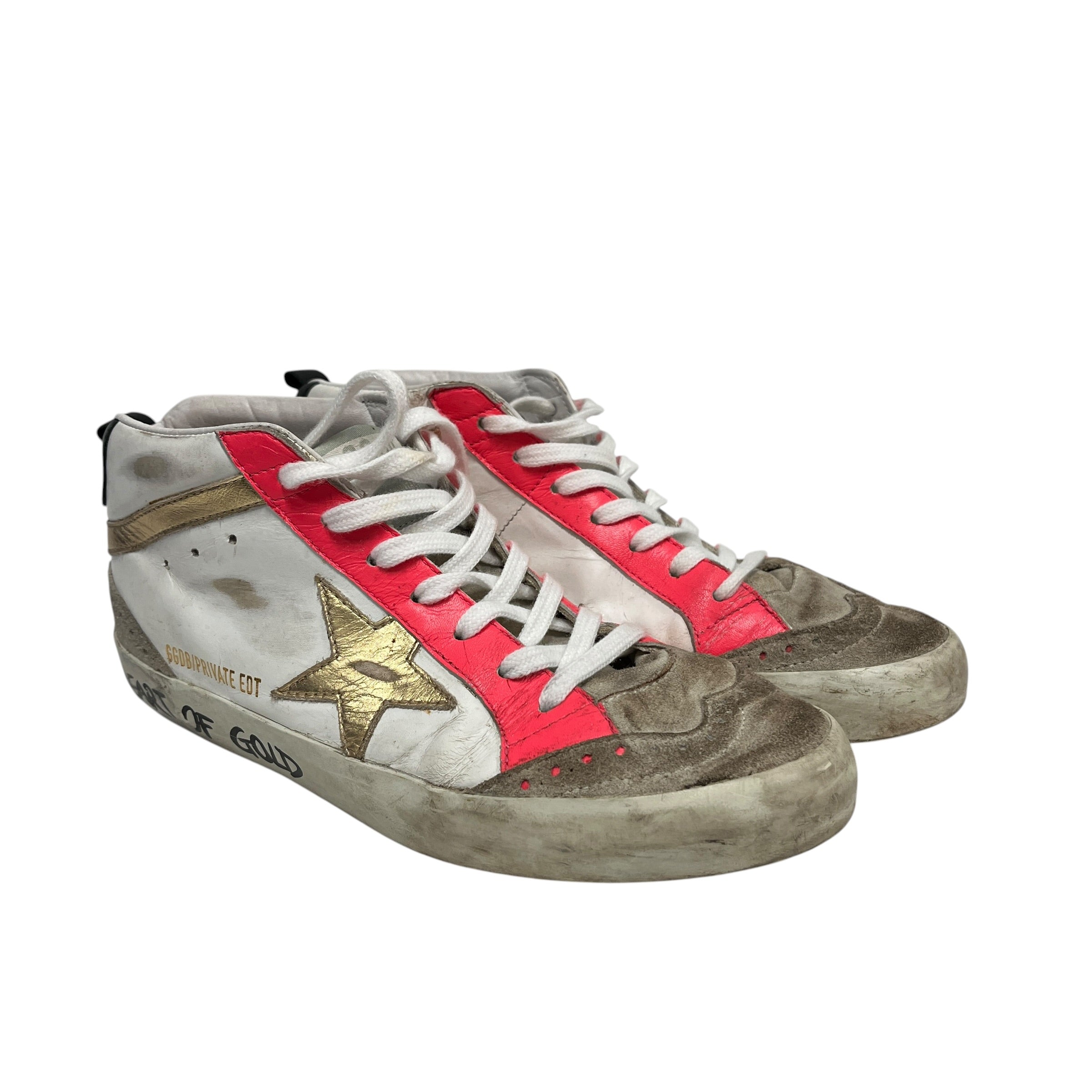 GOLDEN GOOSE/Hi-Sneakers/EU 38/Stripe/Leather/WHT/MIDSTAR GOLDEN HEART view 1