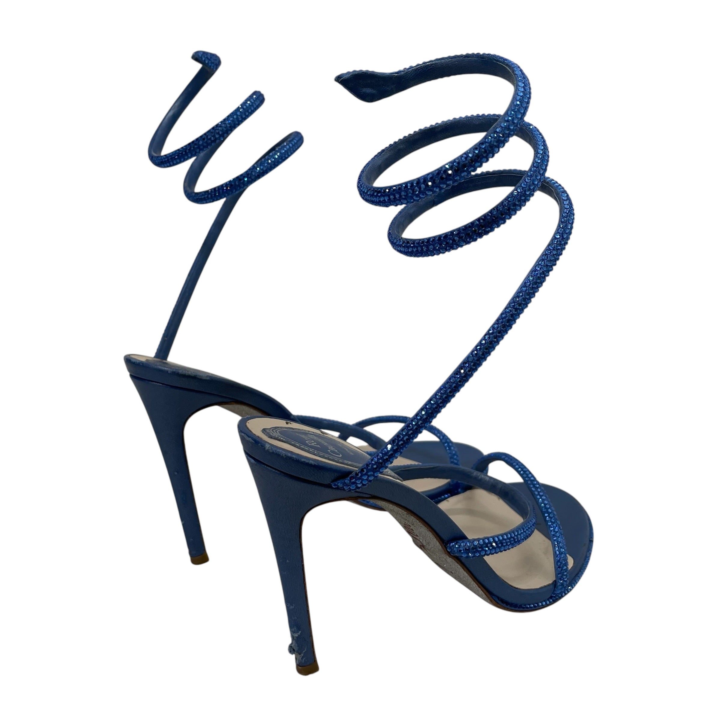 Rene Caovilla/Heels/EU 37/Glitter/BLU/Ankle Strap/loop view 1