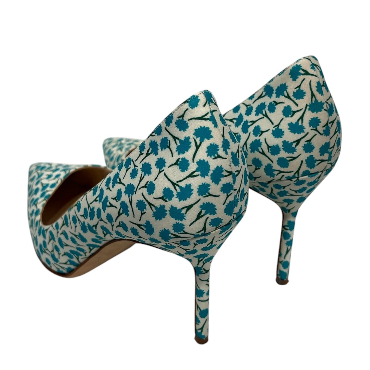 MANOLO BLAHNIK/Heels/US 7.5/Floral Pattern/Cotton/WHT/Straight Tip/BLUE FLORAL AOP view 2
