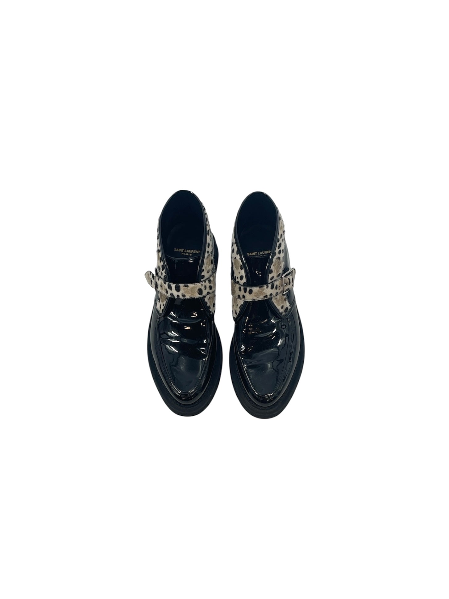 SAINT LAURENT/Loafers/EU 42.5/Animal Pattern/Leather/BLK/TEDDY PATENT BOOTS CHEETAH view 3
