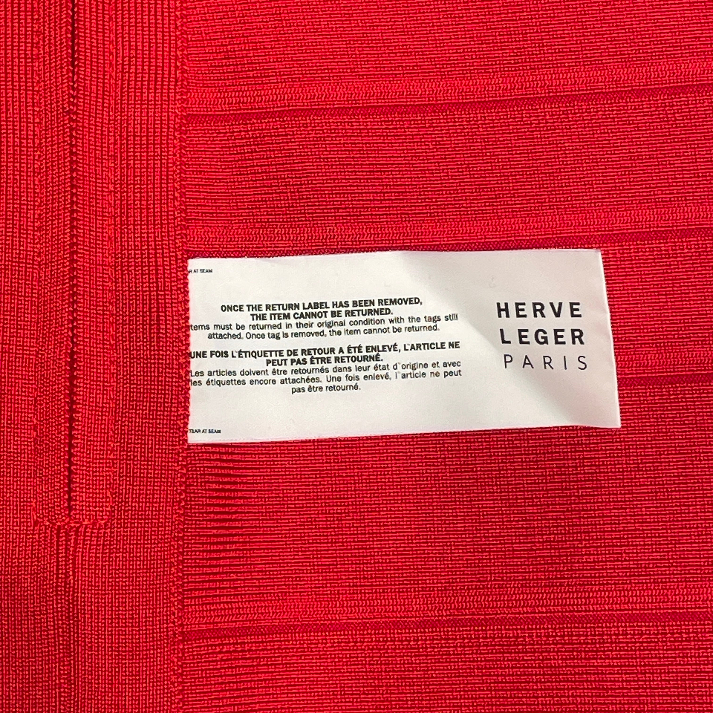 Herve Leger/SL Dress/M/Stripe/Rayon/RED/Midi Length/ruffle bottom view 4